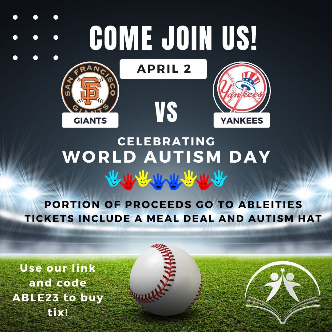 Join us at the game! Buy your tickets with our link and code - you'll get an included meal deal and Yankees/Autism Awareness hat, and we'll get a portion of the proceeds. What better way to support a good cause and have fun!

Will we see you there? L