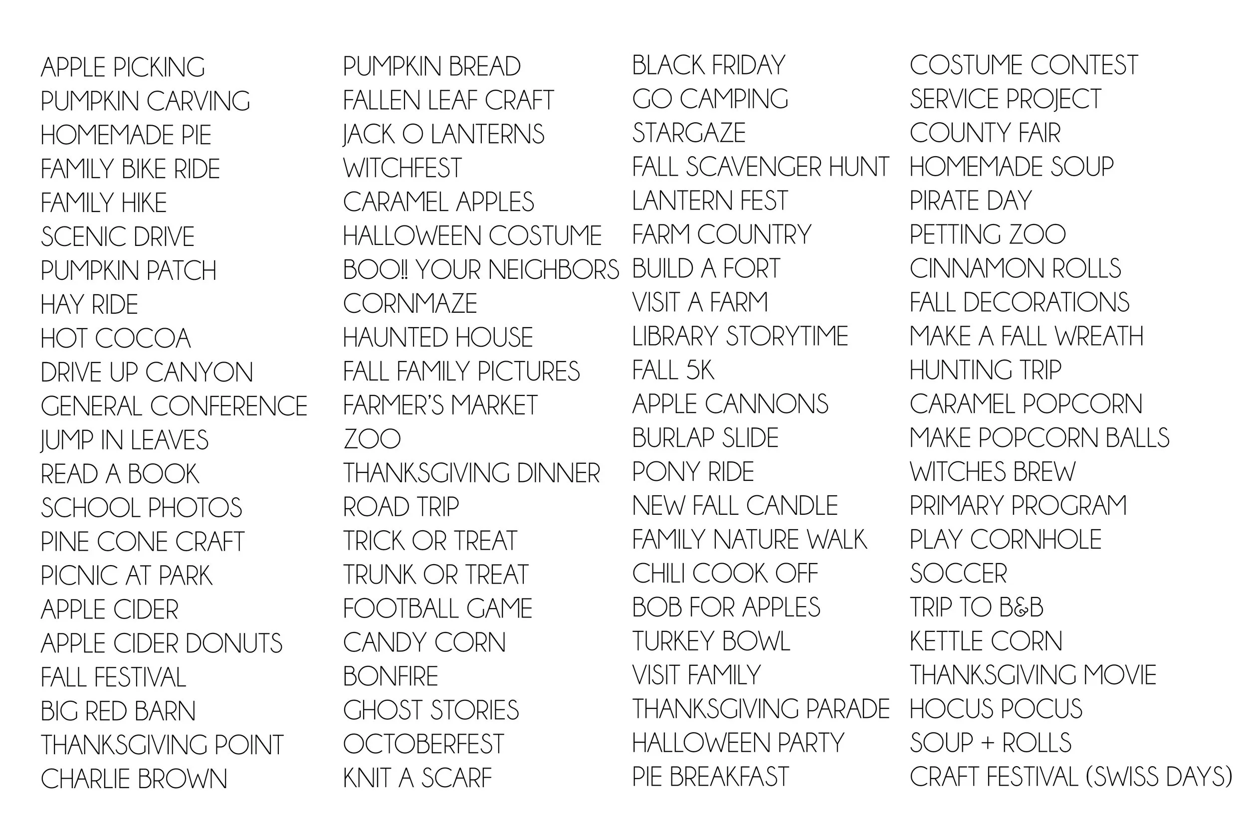 Fall Suggestion List Belle Bucket