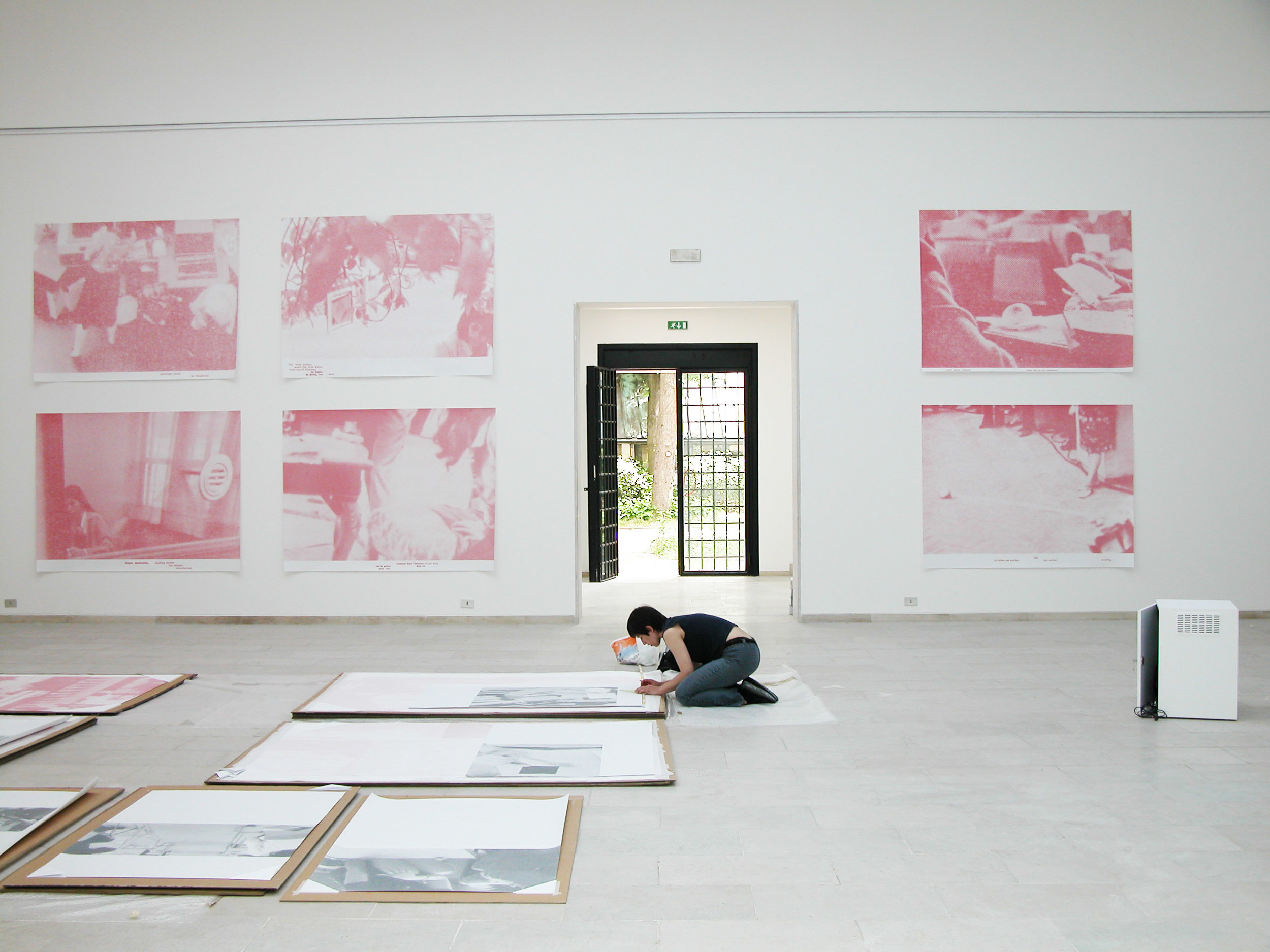  Sylvie Eyberg installing her work, Belgian Pavilion, Venice Biennale, May 2003. Photo Saskia Gevaert. 