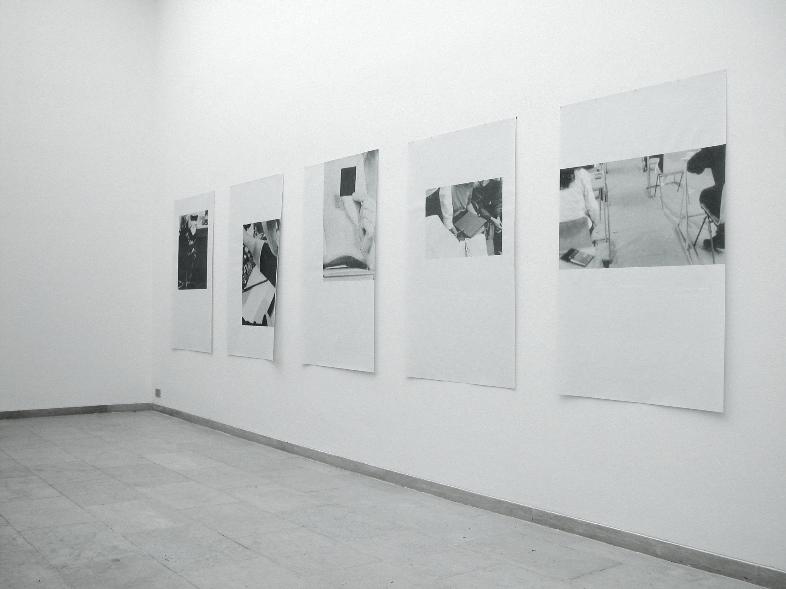  Sylvie Eyberg,&nbsp; 2003, 140 x 90 cm , 2003, 5 grey silkscreens on paper, 140 x 90 cm, Belgian Pavilion, Venice Biennale, June 2003. Photo Saskia Gevaert. 