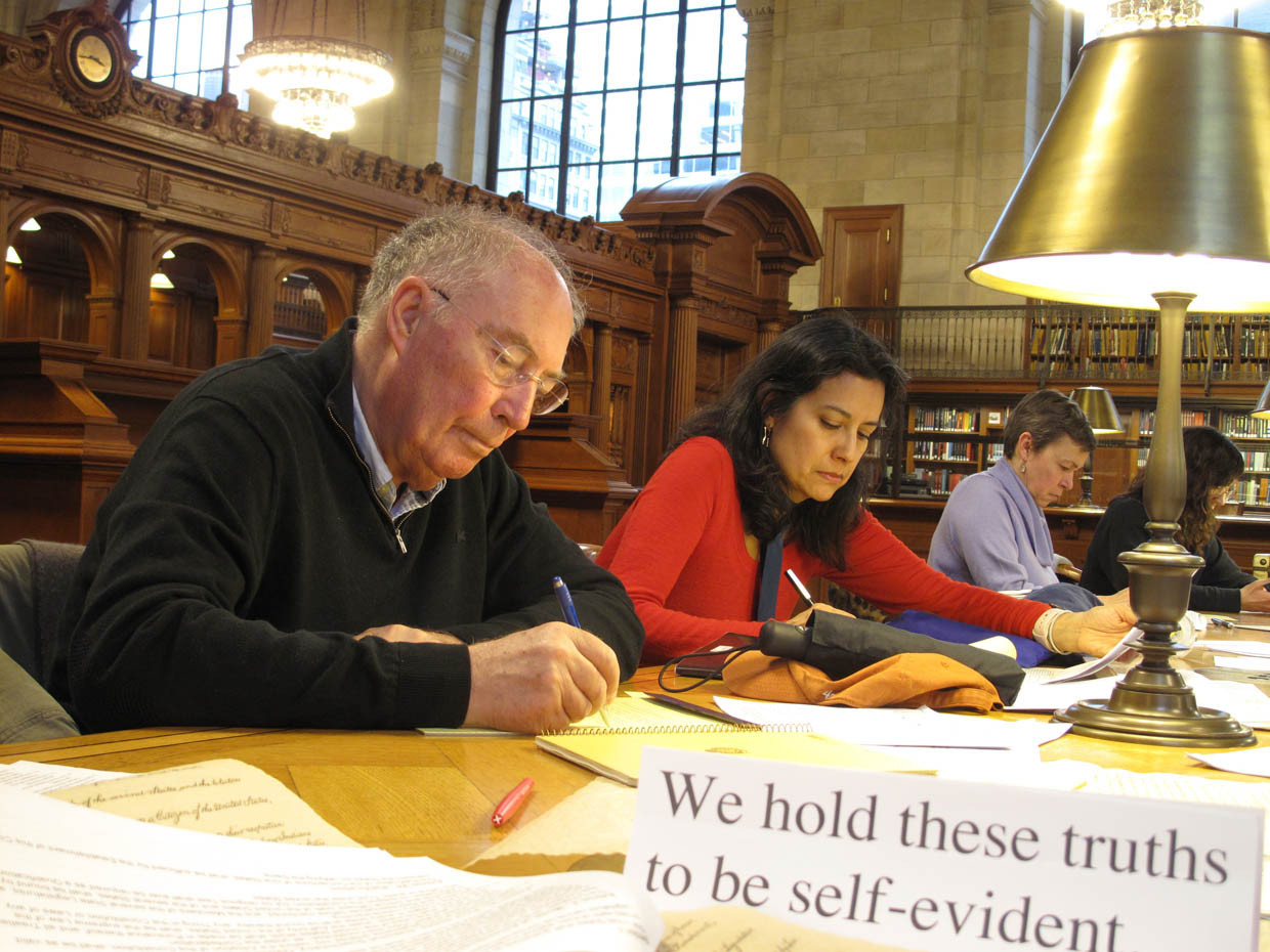  With  Lisa Blas , handwriting the Constitution at NYPL, 2017, as part of a social art project initiated by Morgan O’Hara in January 2017 