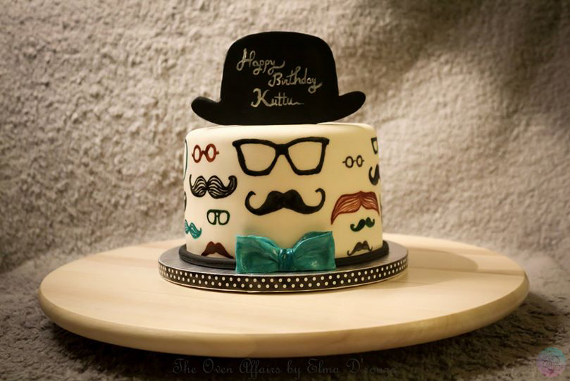 Happy Birthday Moustache Cake Topper