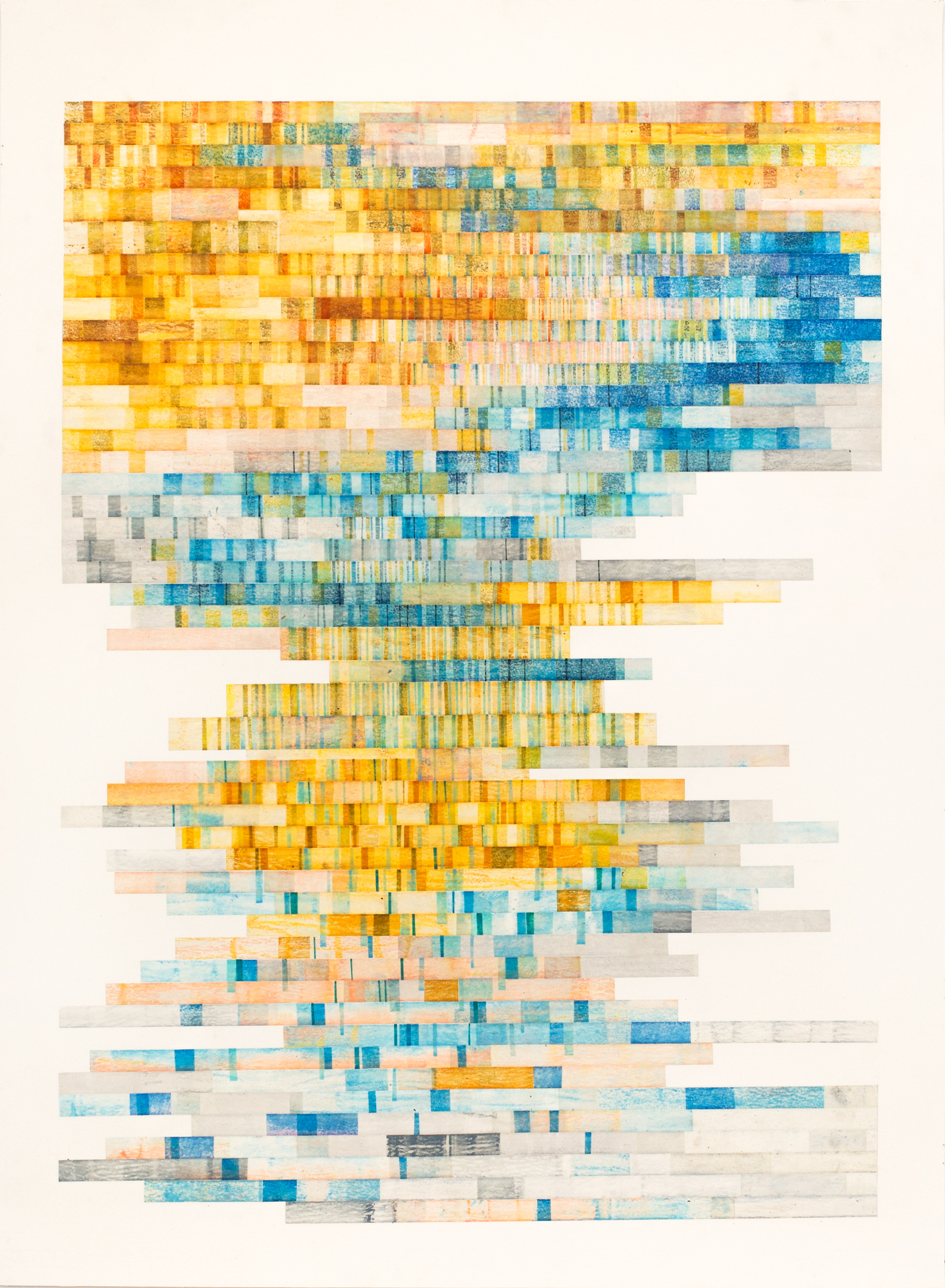Glitch-09 . Collage with clear adhesive tape, mixed-media on paper. 30 x 22 inches.