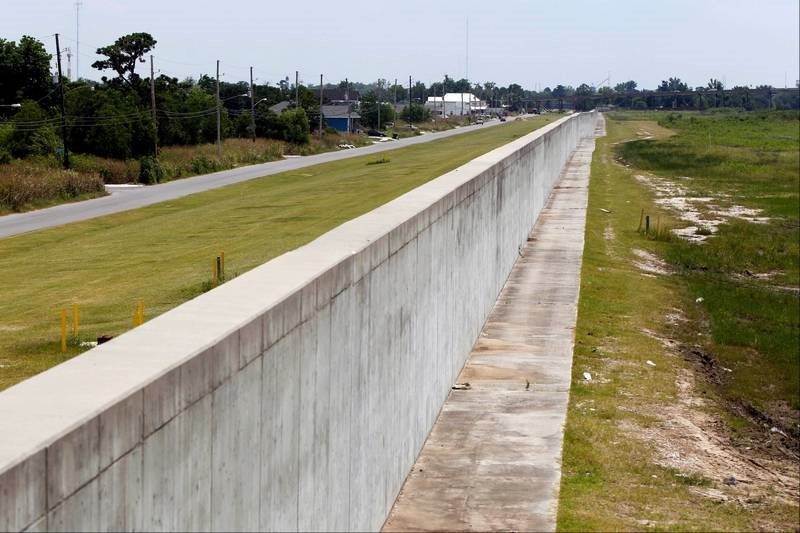 Flood Walls in New Orleans with raised streets