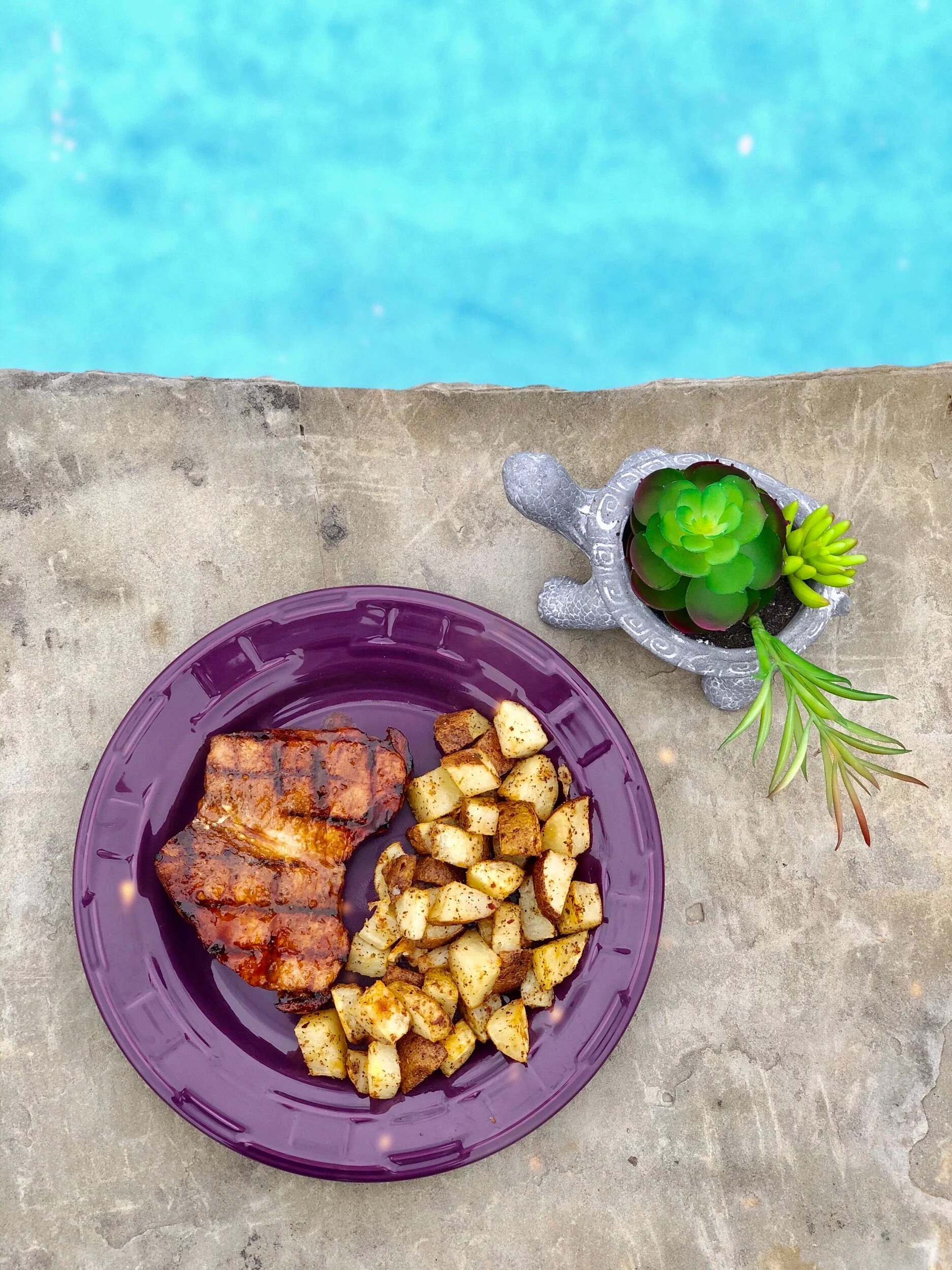 Grilled Pork Chops + Roasted Potatoes