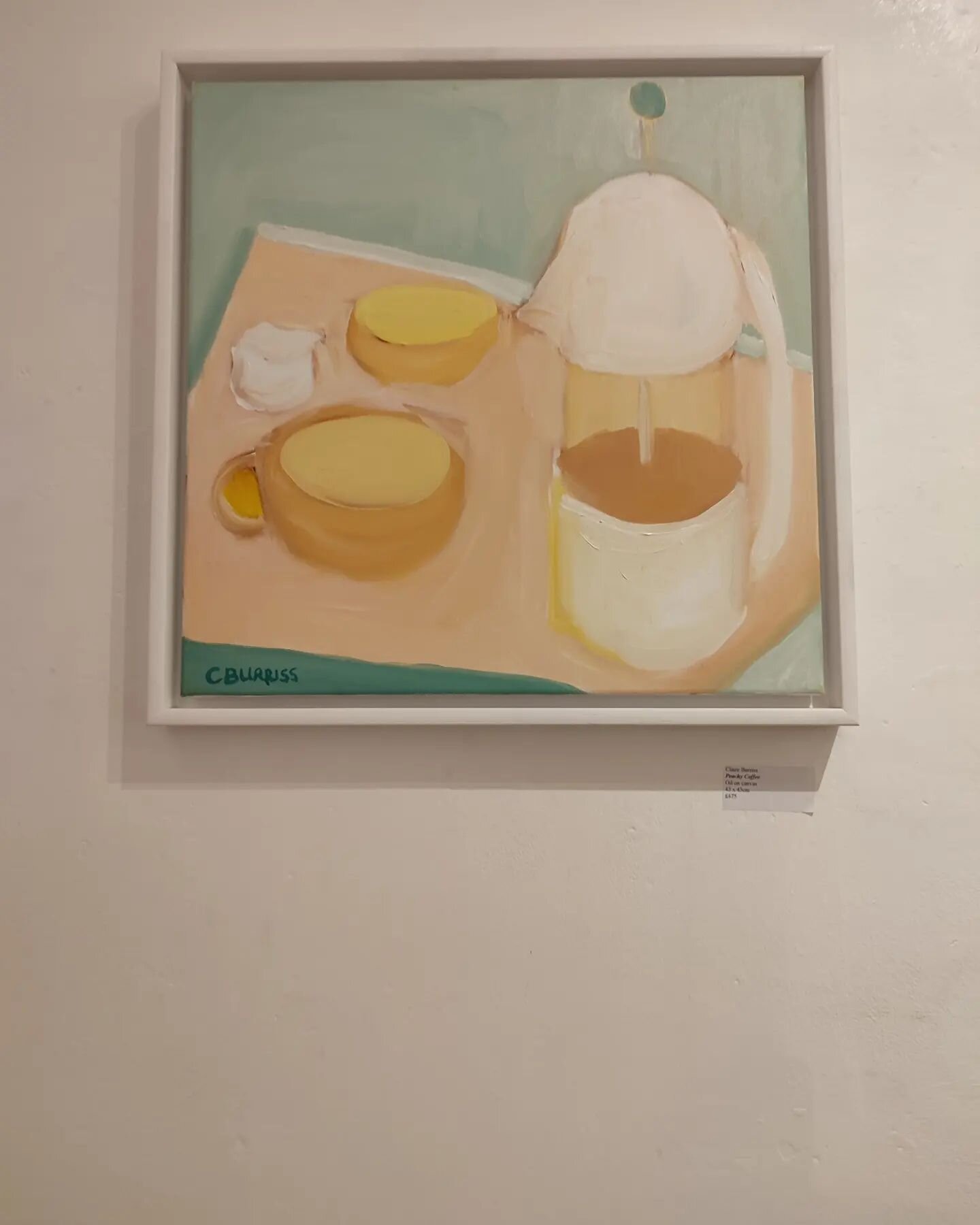 This piece called 'Peachy Coffee' is available to view at the @bricklanegallery exhibition running until 29th January 2023.

Oil on canvas, about 43 x 43 cm in size.

Thank you @davidthepictureframer
For the great framing!

#bricklanegallery
#claireb