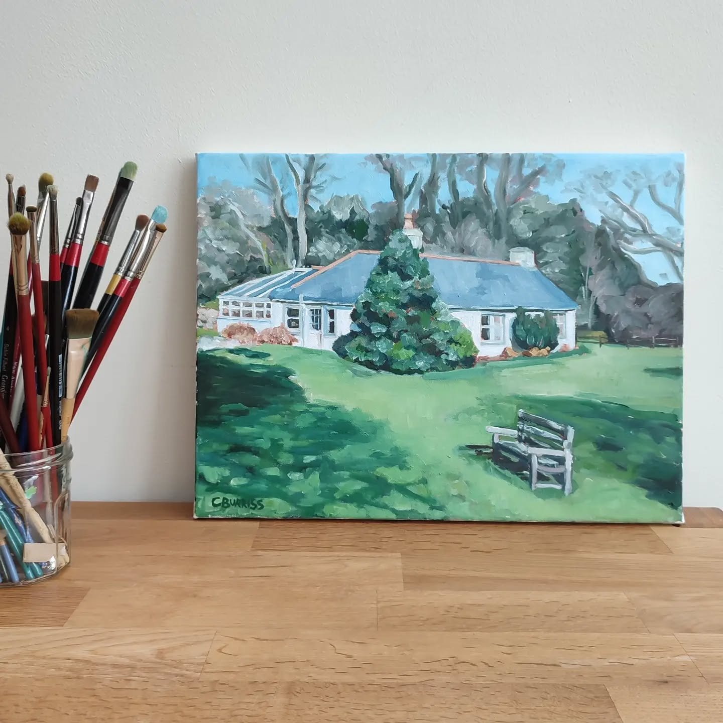 New piece off to it's home! 

#oilpaintingofbuildings
#buildingcommissons
#paintingofacroft
#claireburrissart