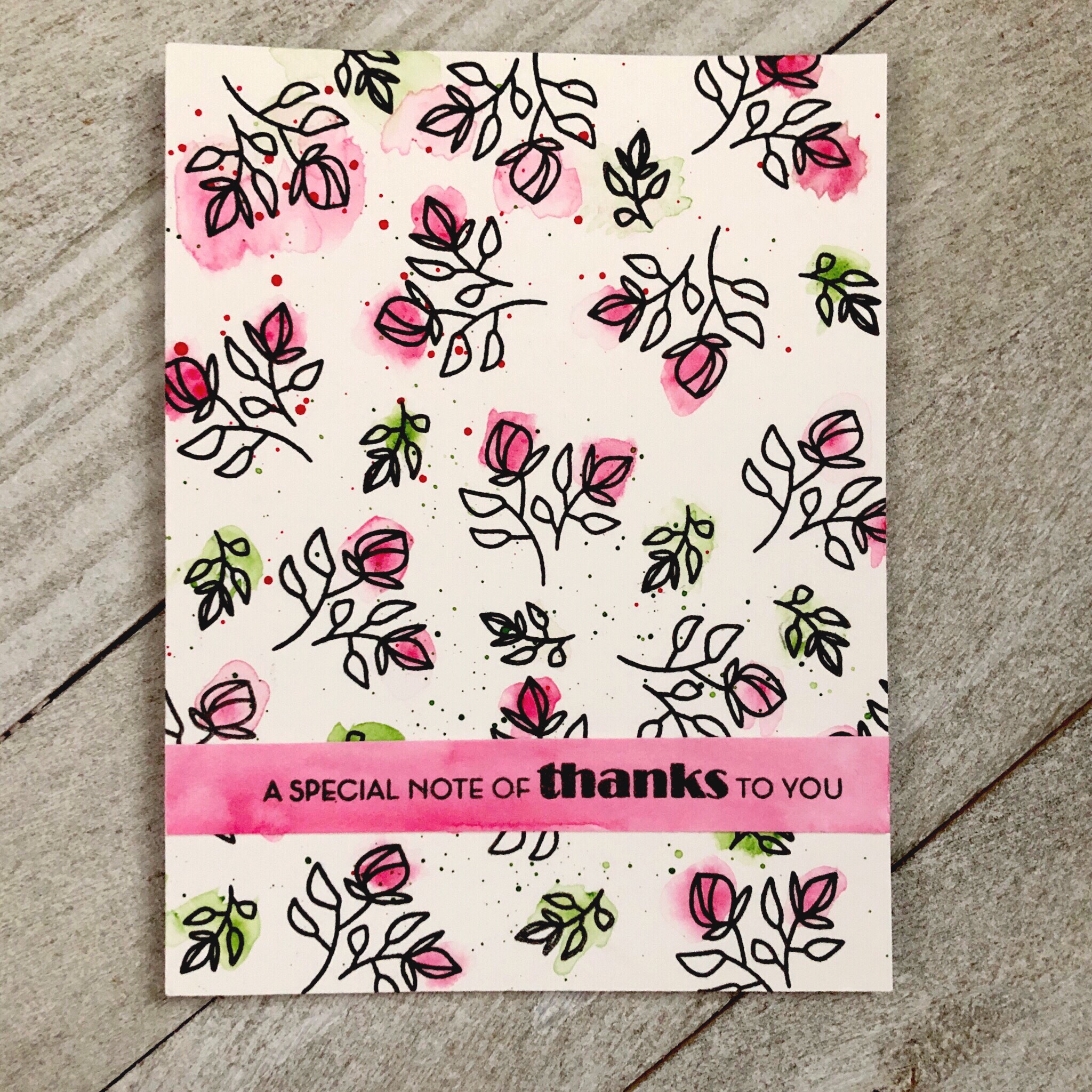 I love this one soo much! The watercolors are just beautiful and I love how Altenew Permanent ink stamps so crisply on hot press watercolor paper!