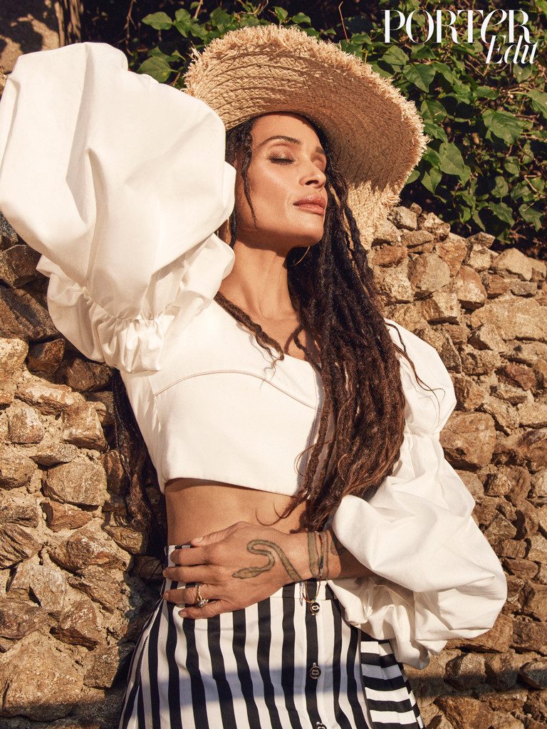 Blouse Ellery; skirt Caroline Constas; hat Miu Miu; earrings Ippolita; ring Lisa’s own
