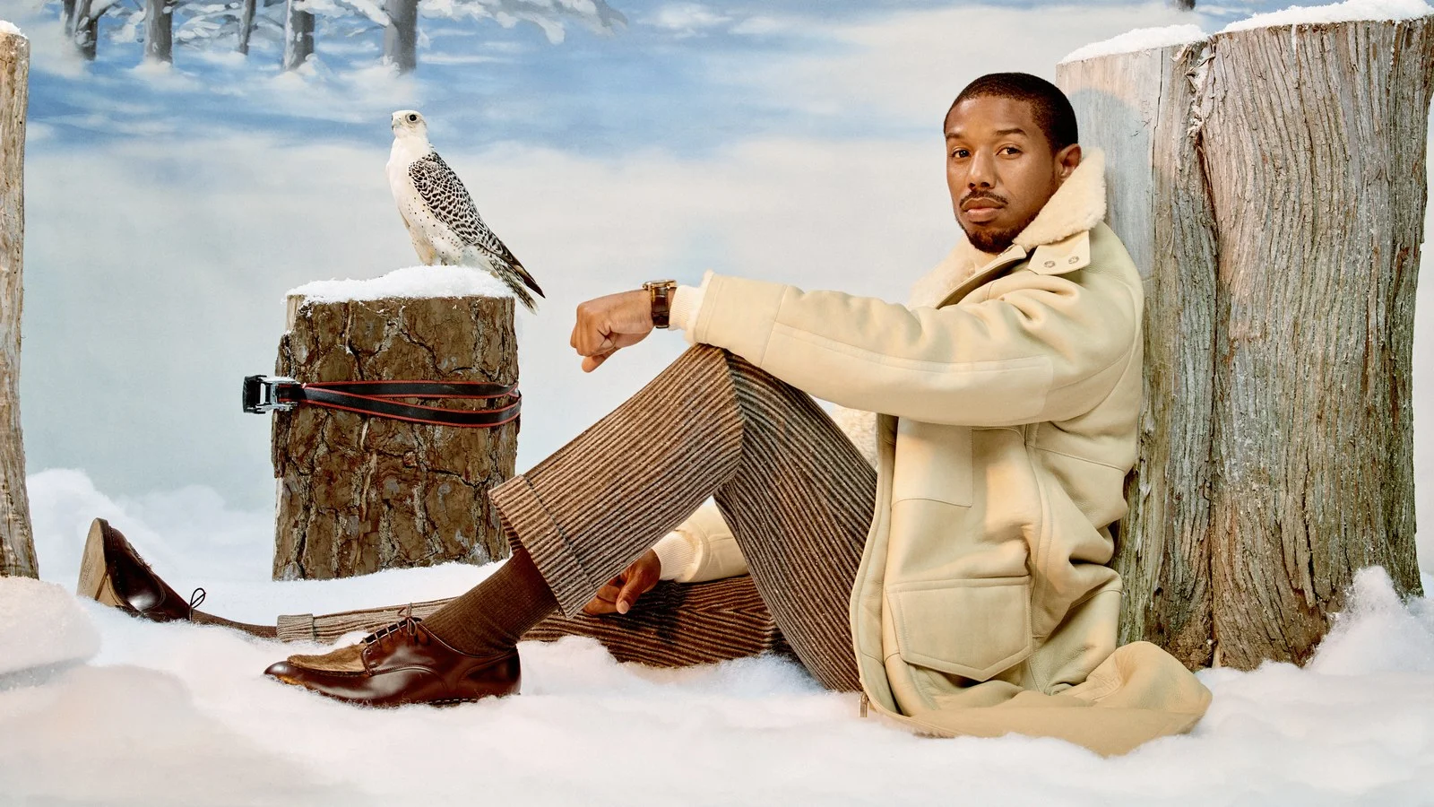 Hermès’s buttery shearling parka. Coat, $17,000, by Hermès / Pants, $575, by Boglioli / Shoes, $1,550, by Santoni / Socks, $17 (for three pairs), by Gold Toe / Watch, $21,000, by Piaget