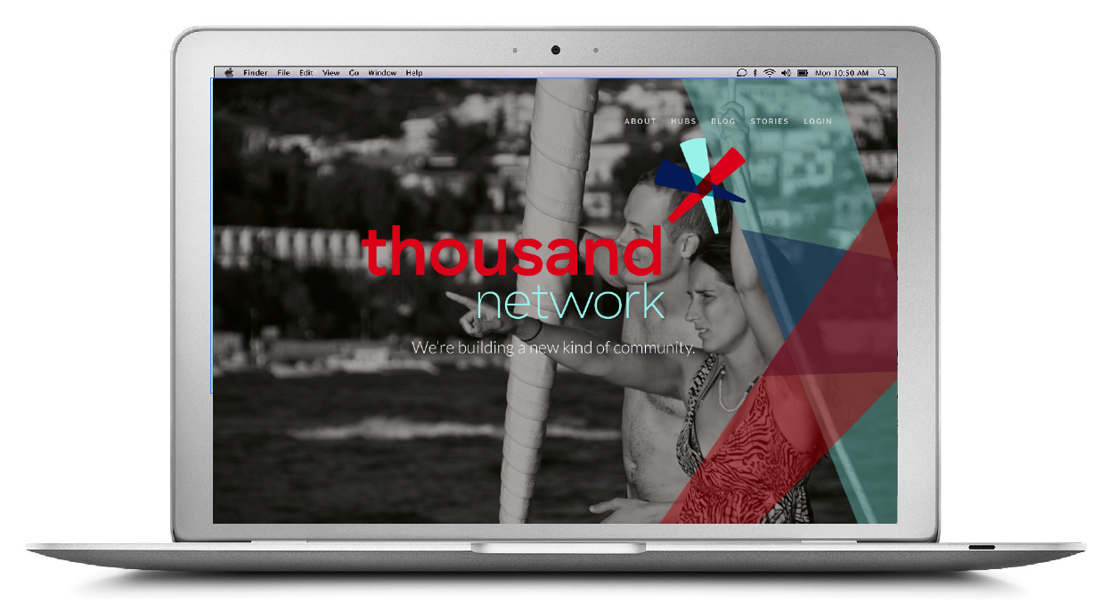 Brand narrative : Thousand Network is a mobile society of remarkable young people. We cook up molecular gastronomy, perform pop sonatas, build social empires, and craft radical policy. We bridge geographies and disciplines, designing opportunities for meaningful conversation, collaboration, and discovery. We are bound by our curiosity and creativity, and a value system that emphasizes kindness and integrity as much as ambition and accomplishment. The world is our lab, and altruism is our currency. With over 900 members in 40 cities on 5 continents, we’re connecting tomorrow’s global leaders today. curiosity audacity generosity playfulness vulnerability We began with explorations in texture and color, which, through multiple feedback rounds eventually led to a more symbol-driven motif. The logo had to be a symbol that could resonate with a global demographic, was ethnically ambiguous, and gender neutral. We first explored different potential concepts: Exploration 1: Circles > warmth and playfulness Exploration 2: Building blocks > support Exploration 3: Thinkers and doers > lateral thinkers, vertical expertise Exploration 4: Nations and flags > global identity > 30 nations > 30 patterns Exploration 5: network > cross-overs > intersections > asterisk To pursue the process, the branding narrative and visual teams voted and chose: “Exploration 5: network > cross-overs > intersections > asterisk”. From there, the visual team went back to the drawing board to draw this concept out into 4 stages: Exploration 5a: development of pattern and texture, to create an ID that represented the dynamic quality of our group. Intersection of Depth and Dynamism Exploration 5b: Refinement of ID, digging deeper into the symbolism behind the motif, and color concept development Exploration 5c: Narrowing down over 200 different iterations, typeface study in parallel within working group Exploration 5d: Bring concepts down to 2 options and 3 color palettes