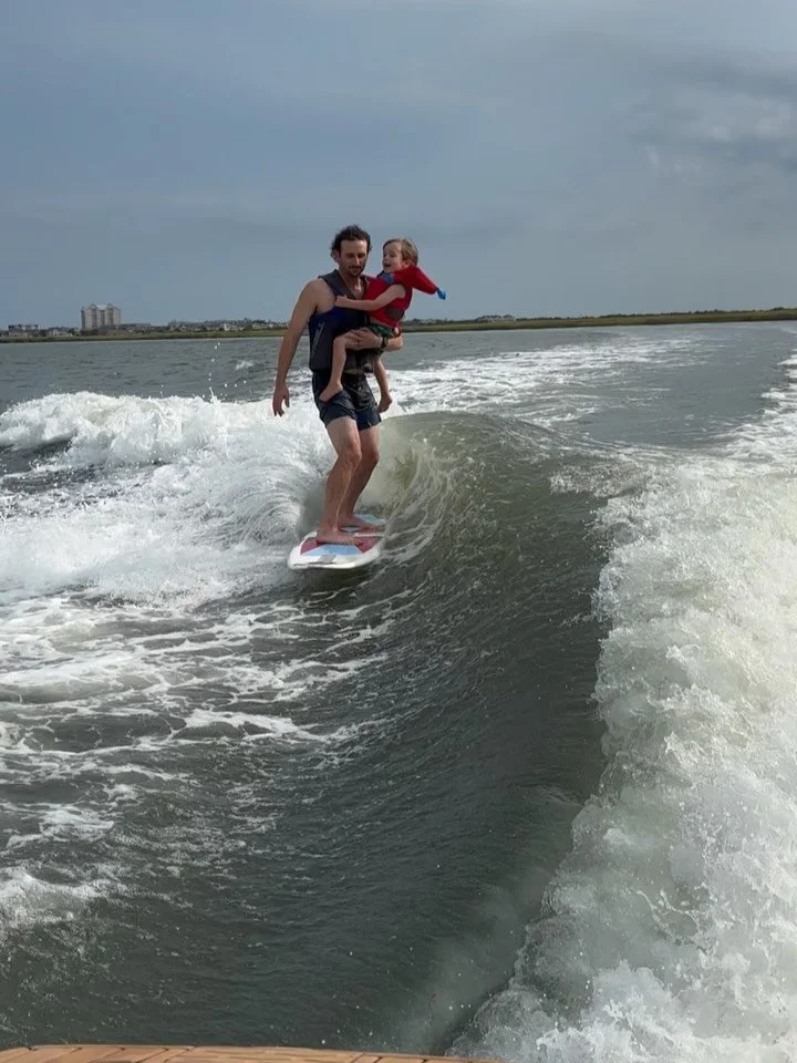 Raising water babies&hellip;a forever saga. 🐚

Also a moment for super Dad @kamorey17 🌊

First time surfing in two summers, felt awkward yet amazing to find the flow. 🧜&zwj;♀️