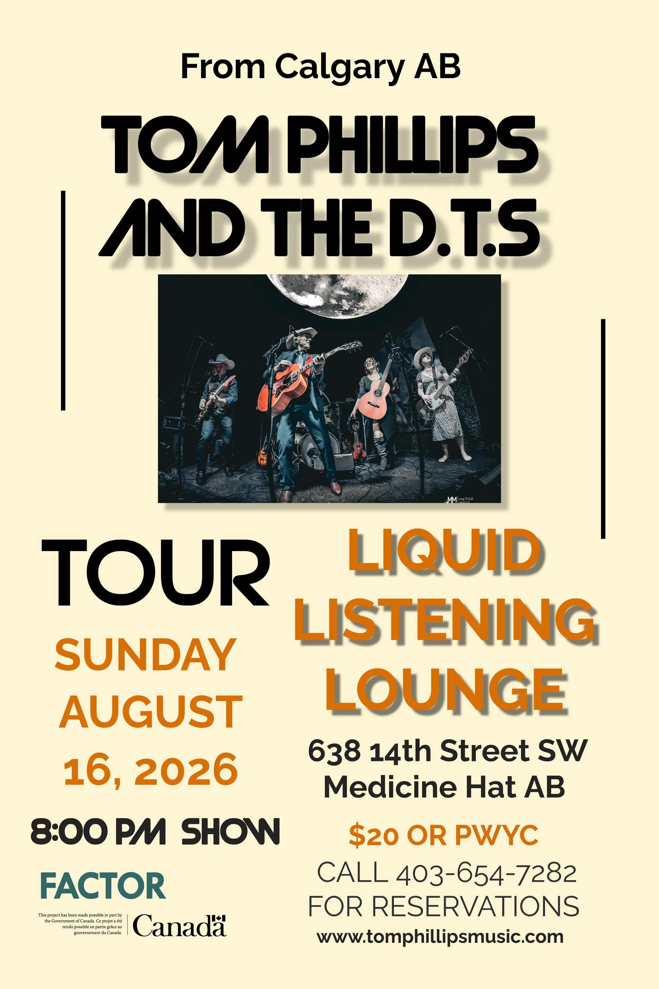 Tom Phillips and The D.T.s LIQUID Medicine Hat tour artwork from the official artist itinerary