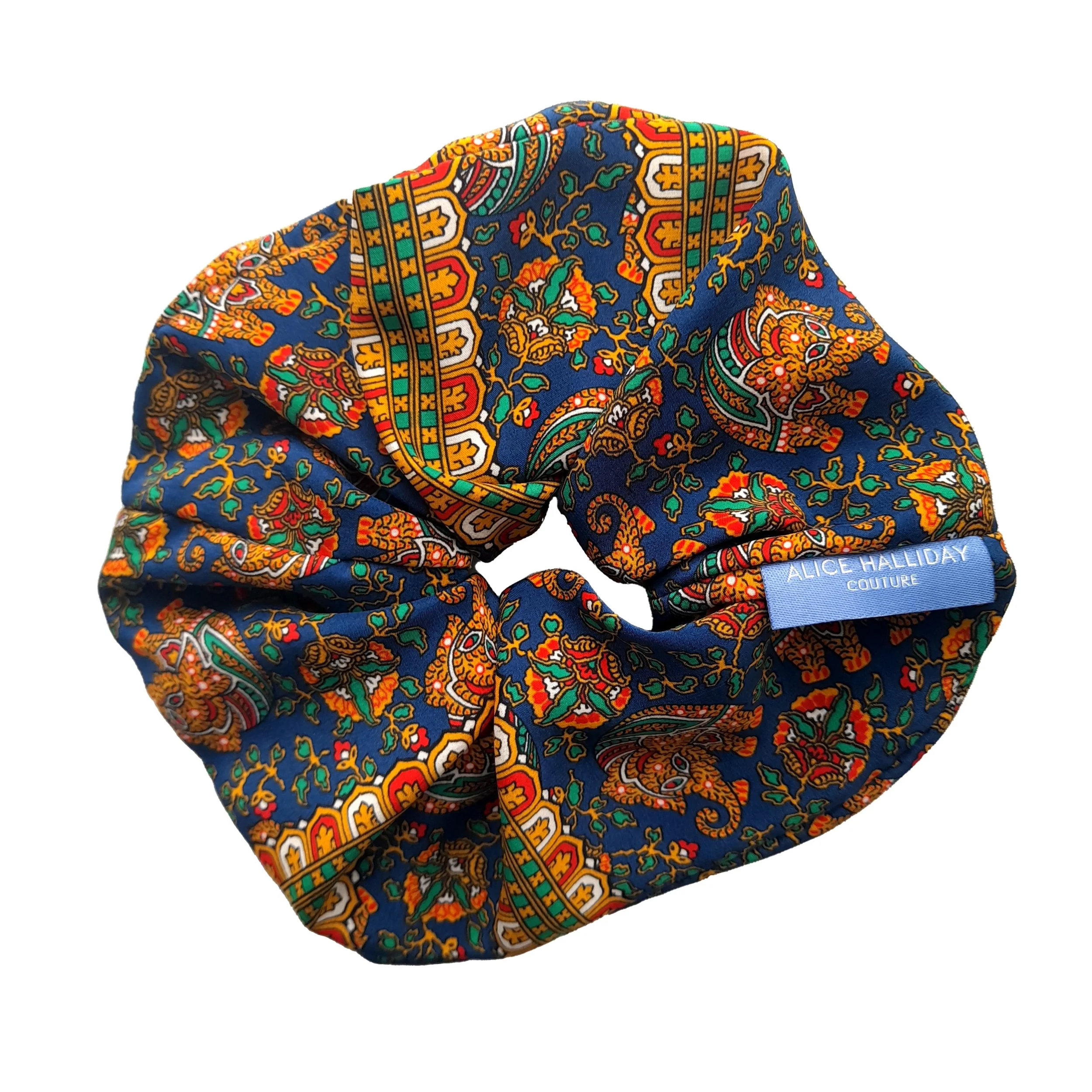 Liberty Silk Scrunchie 'Blue Elephant'