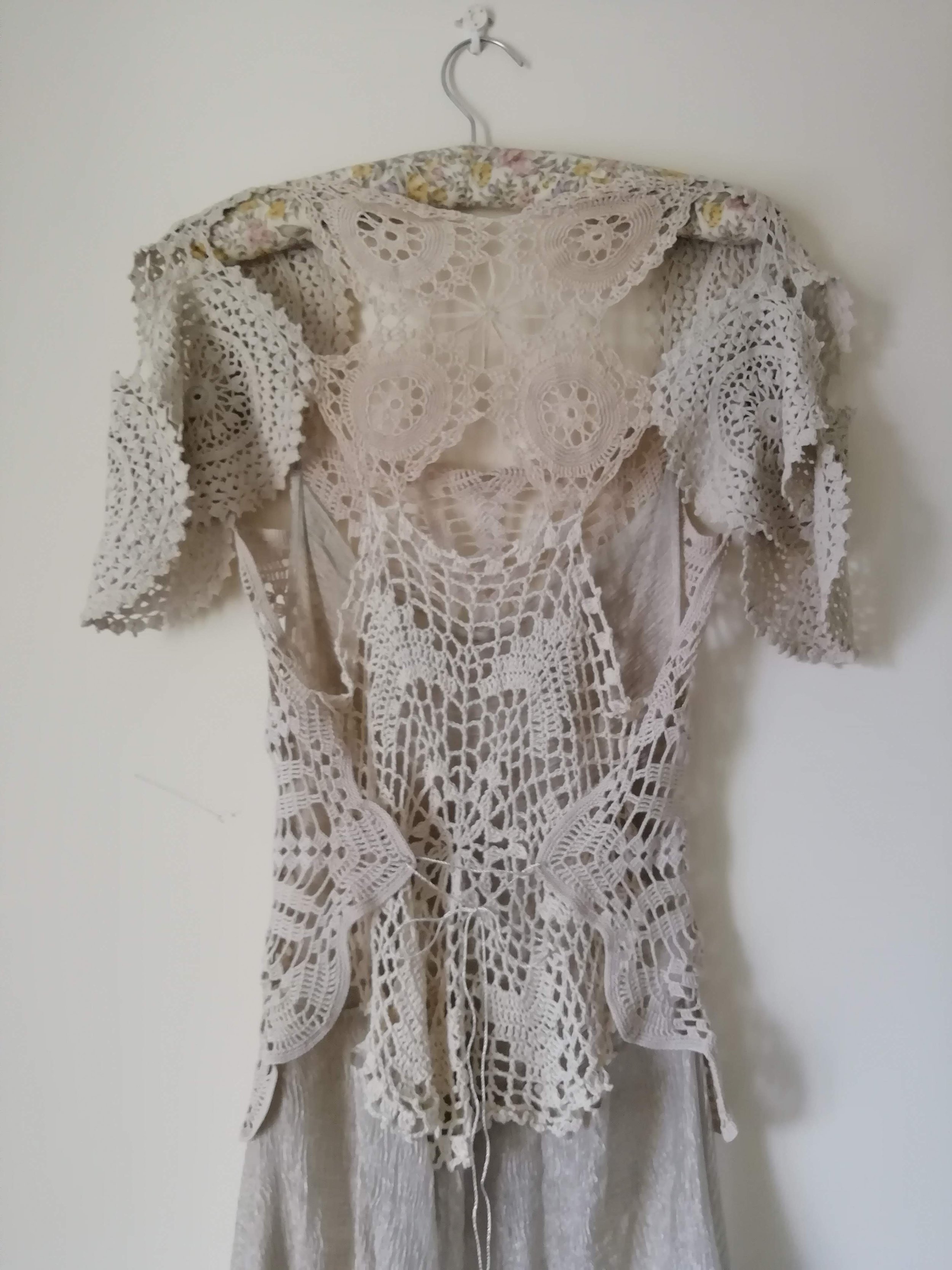 crochet doily wedding dress Crochet Doily Over Dress  Alice Halliday Couture