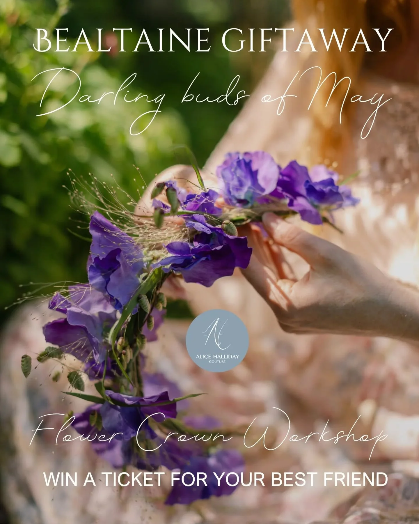 💜 Bealtaine Giftaway 💜 

Announcing 'Darling buds of May'

I've decided to give away 1 ticket for my upcoming Bealtaine Flower Crown Workshop, on 10th May, at The Woodsman&rsquo;s Realm in Skibbereen 

Win a ticket for your most 'darling bud' 'best