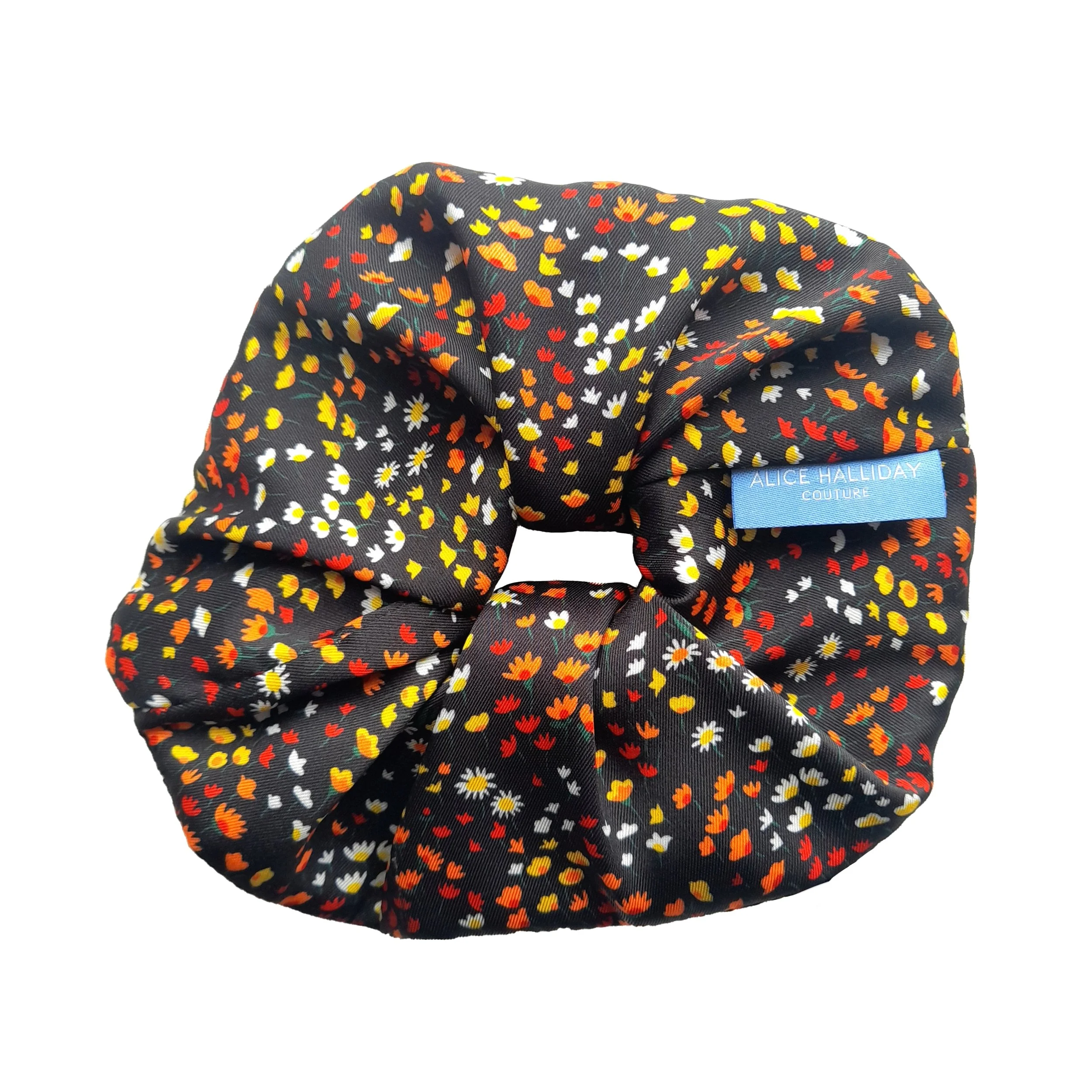 Liberty Silk Scrunchie 'Black Daisy'