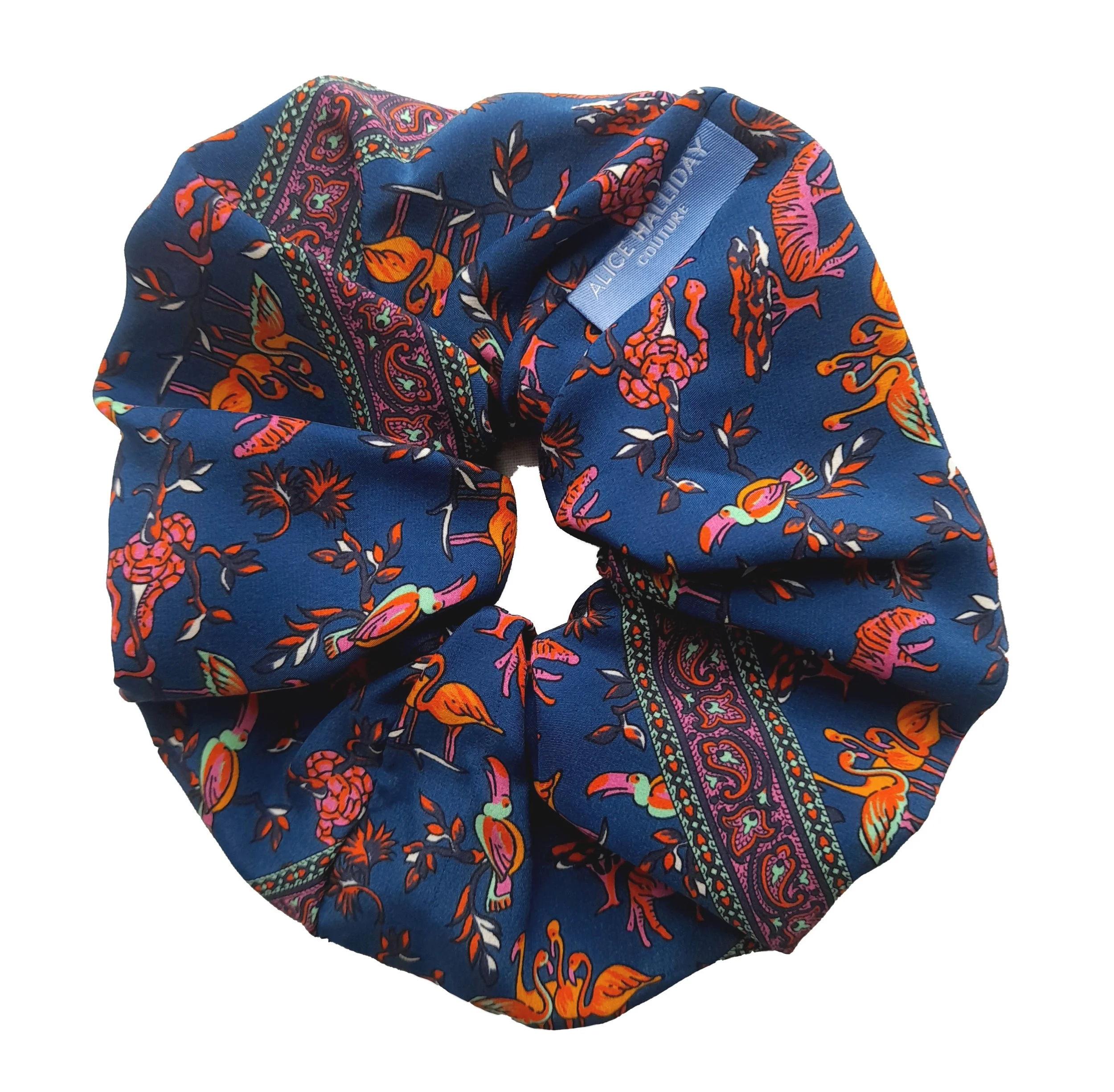 Liberty Silk Scrunchie 'Blue Jungle'
