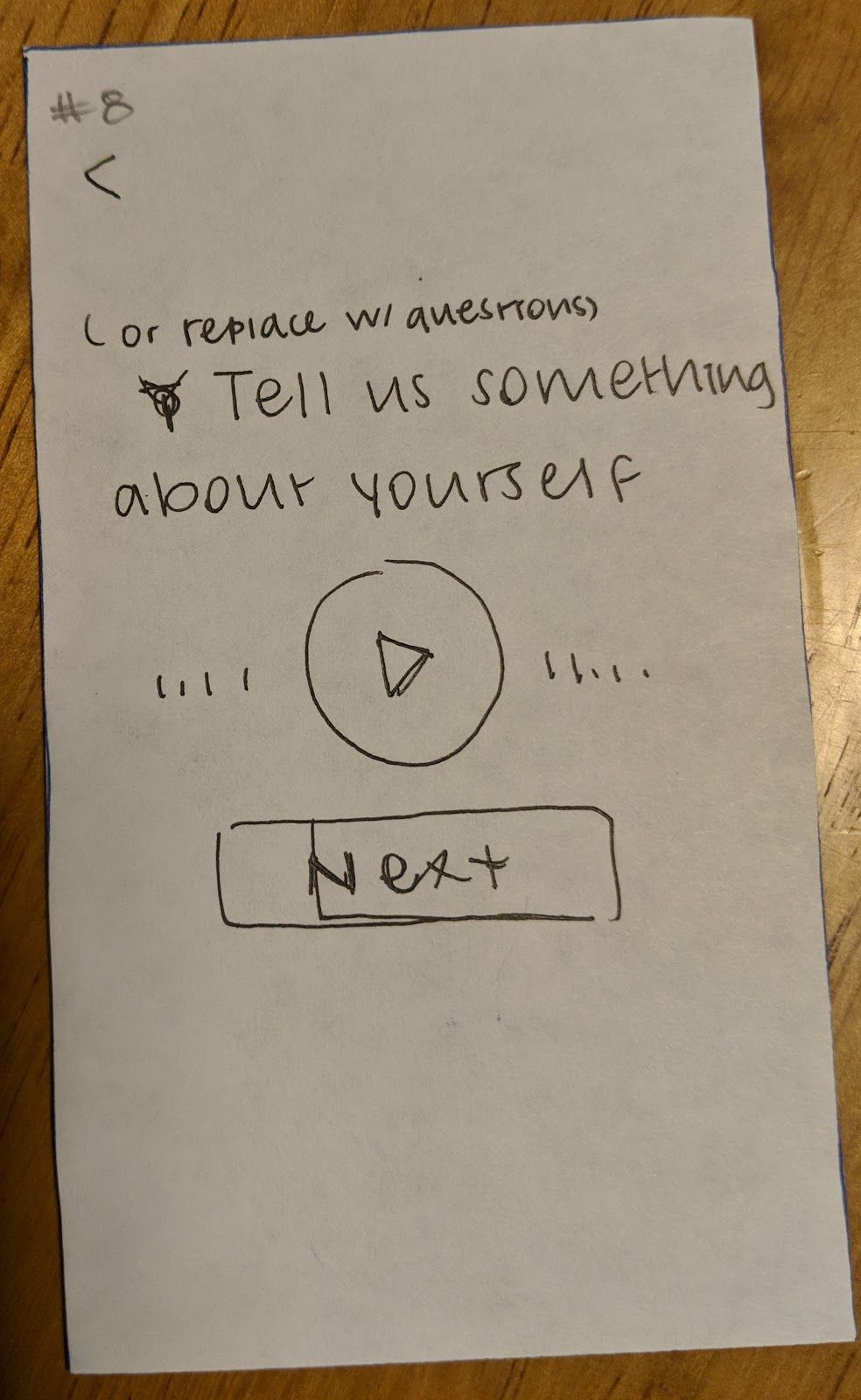 Onboarding - audio self-introduction screen