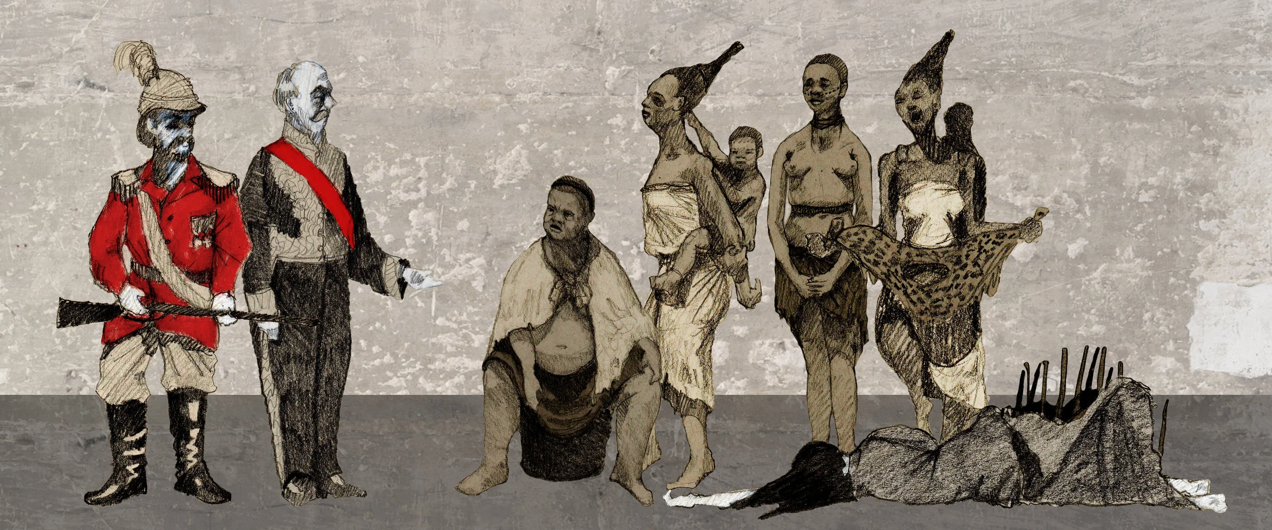 COSTUME SKECTHES: Talthybius, Menelaus, Hecuba,&nbsp; Chorus,&nbsp; Cassandra, Andromache, Helen of Troy