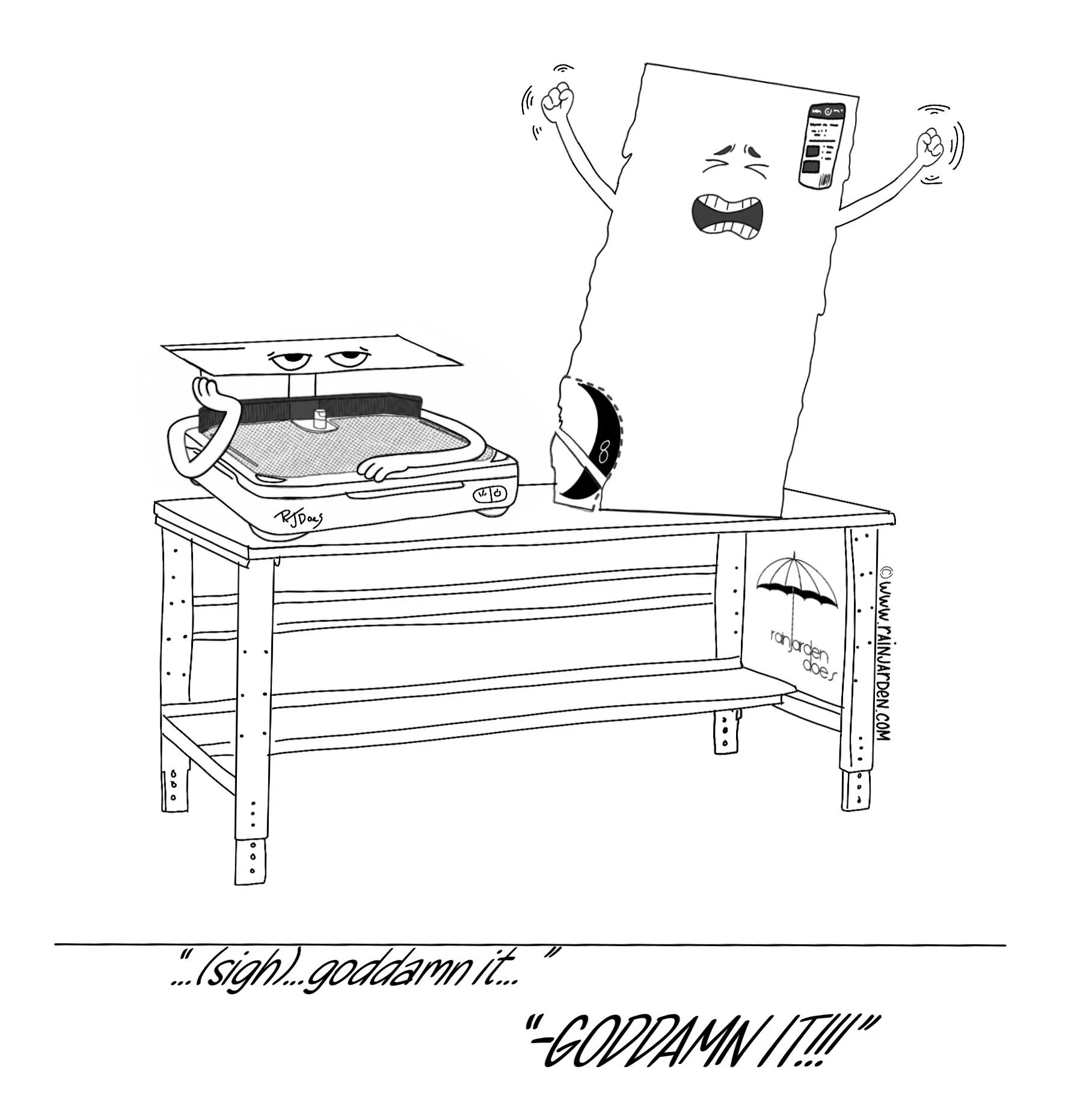 Comics for my website. First up: my glass grinder, who is absolutely fed up with listening to the glass complain that it never breaks on the score lines. Honestly, same. 
(And because we can&rsquo;t have nice things, I included my Procreate file in t