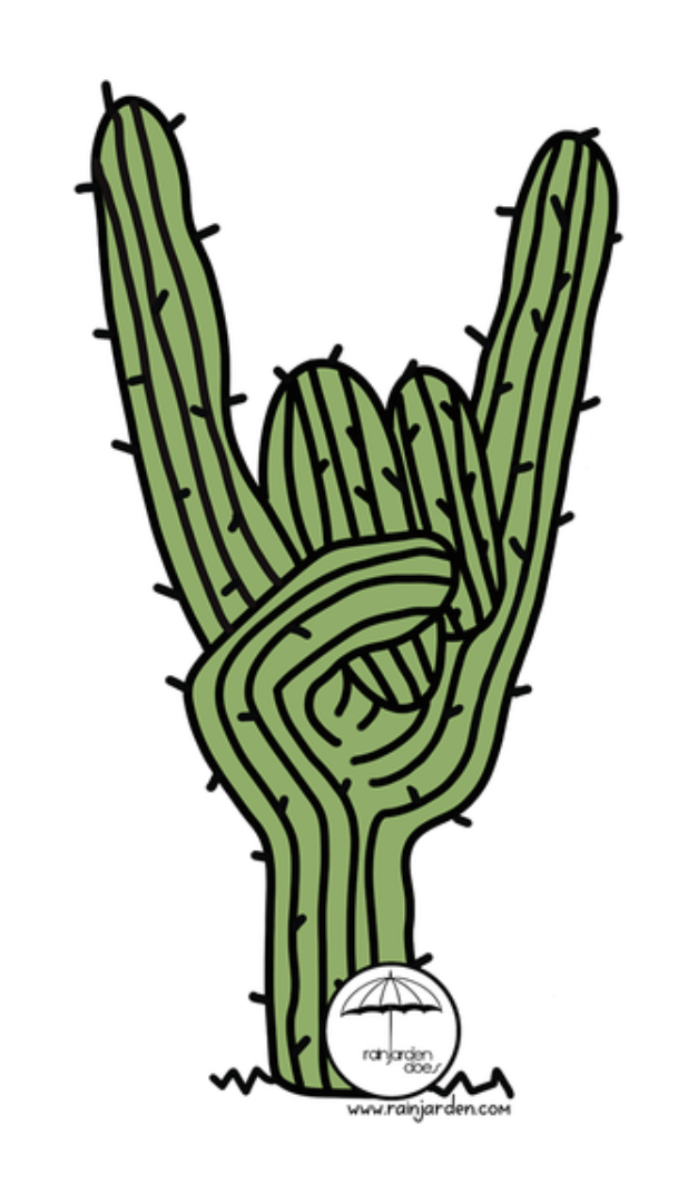 Rock On Cactus Sticker