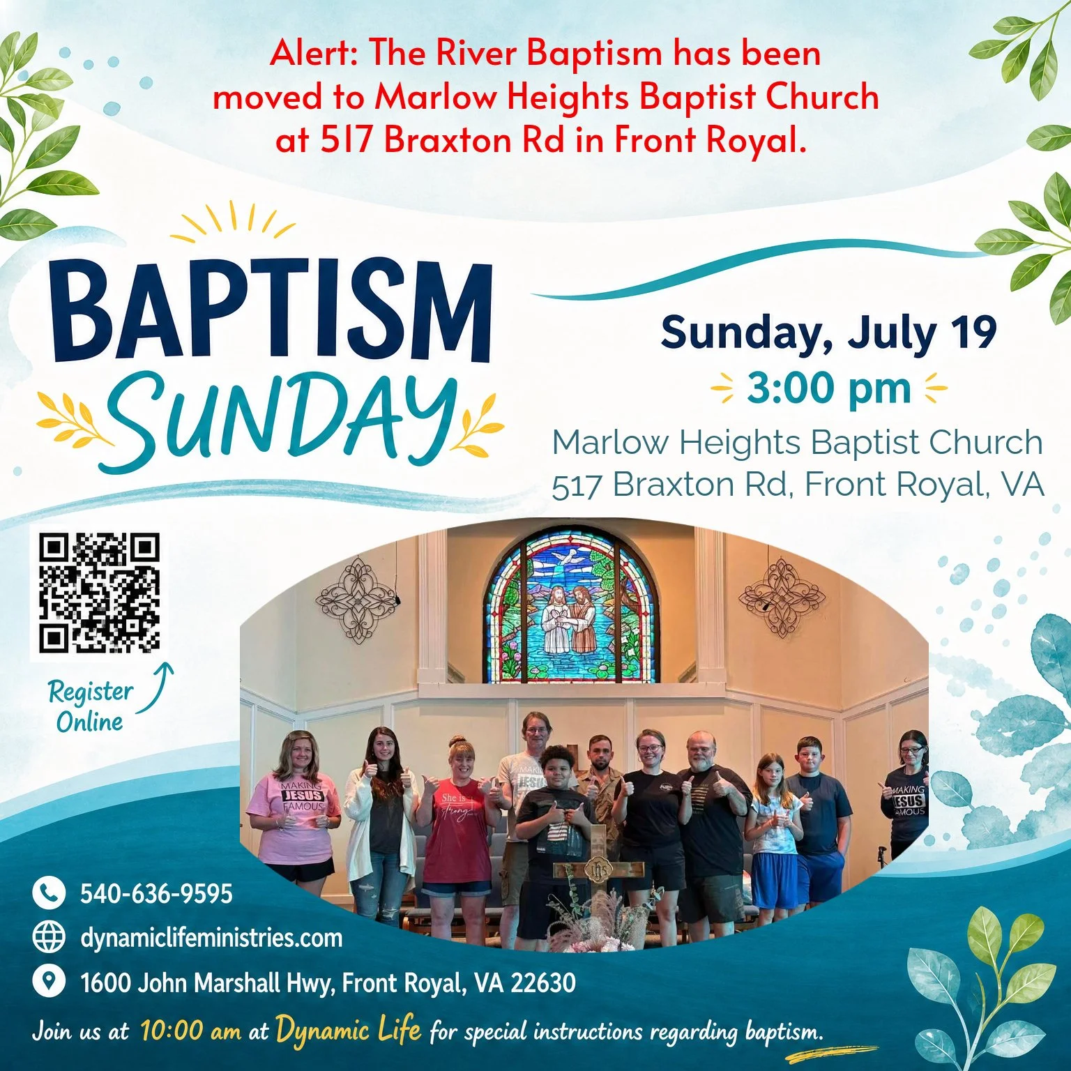 Baptism at Marlow Heights Baptist Church in Front Royal.
