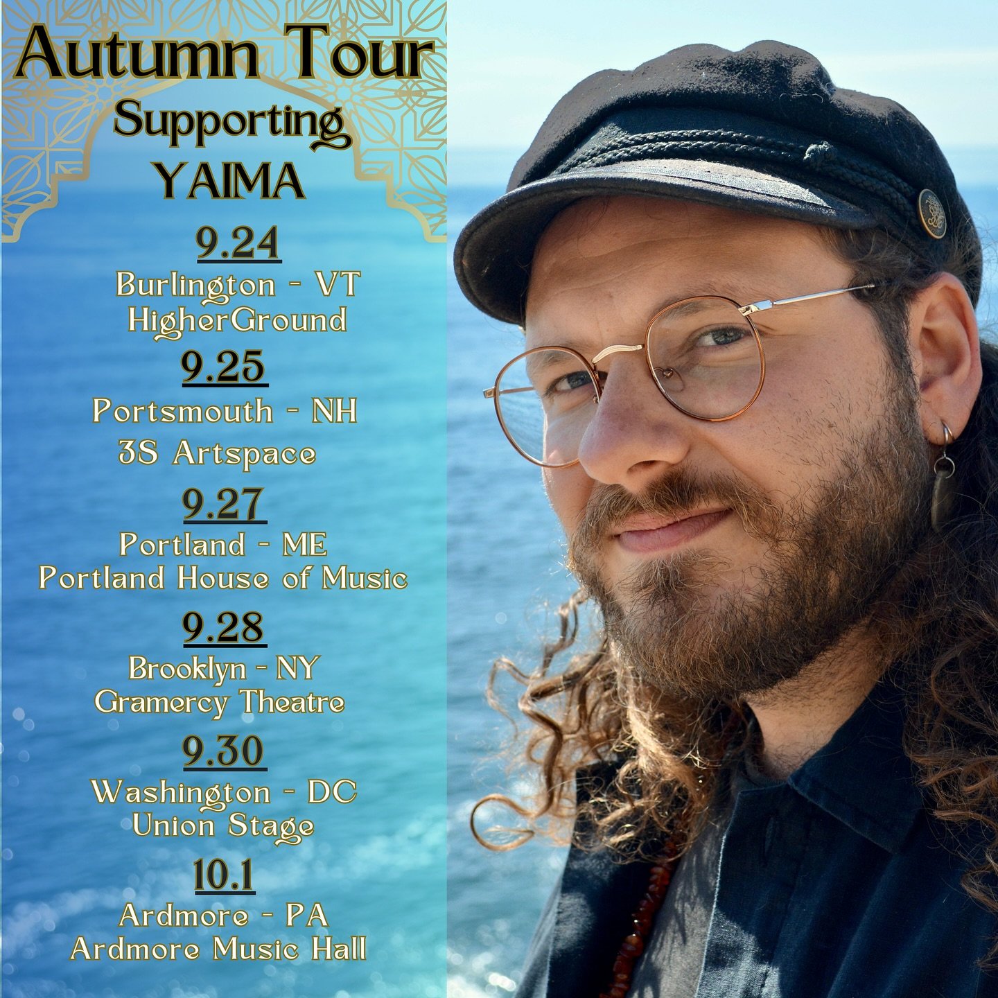 Heading out on tour next week with @yaimamusic ! Feeling grateful and excited to open these spaces for them to weave their magic 🌀
Another date was added in NH in Portsmouth! 
Share these posters with friends in these cities, if ye can ! I will ha
