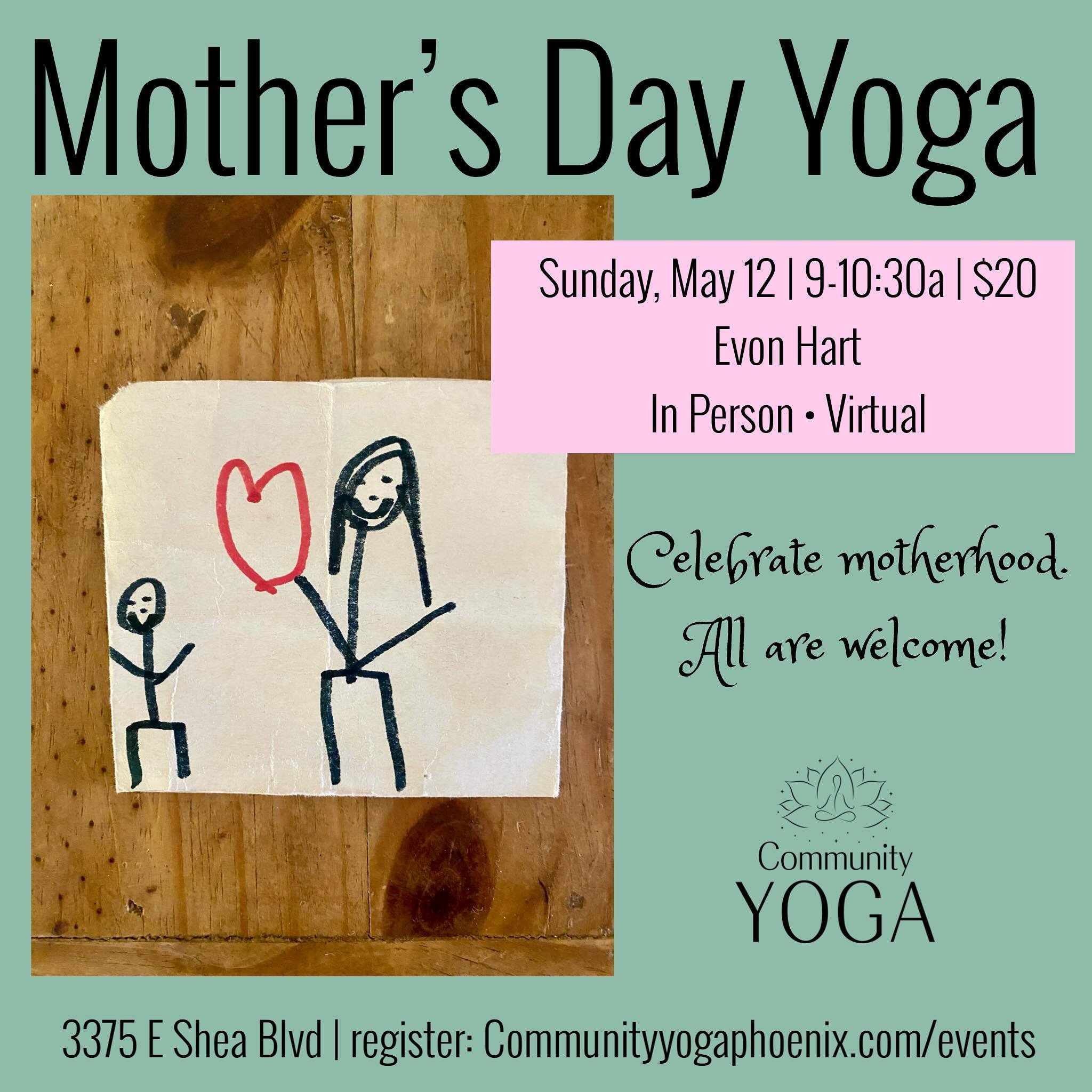 There are many layers to Mother&rsquo;s Day. Come to yoga, in honor of them all. Whether you are a mom, love a mom, have or had a mom, struggle with your mom, are partnered with a mom&hellip; unroll your mat and join us! 
.
#mothersdayyoga #yoga #pho