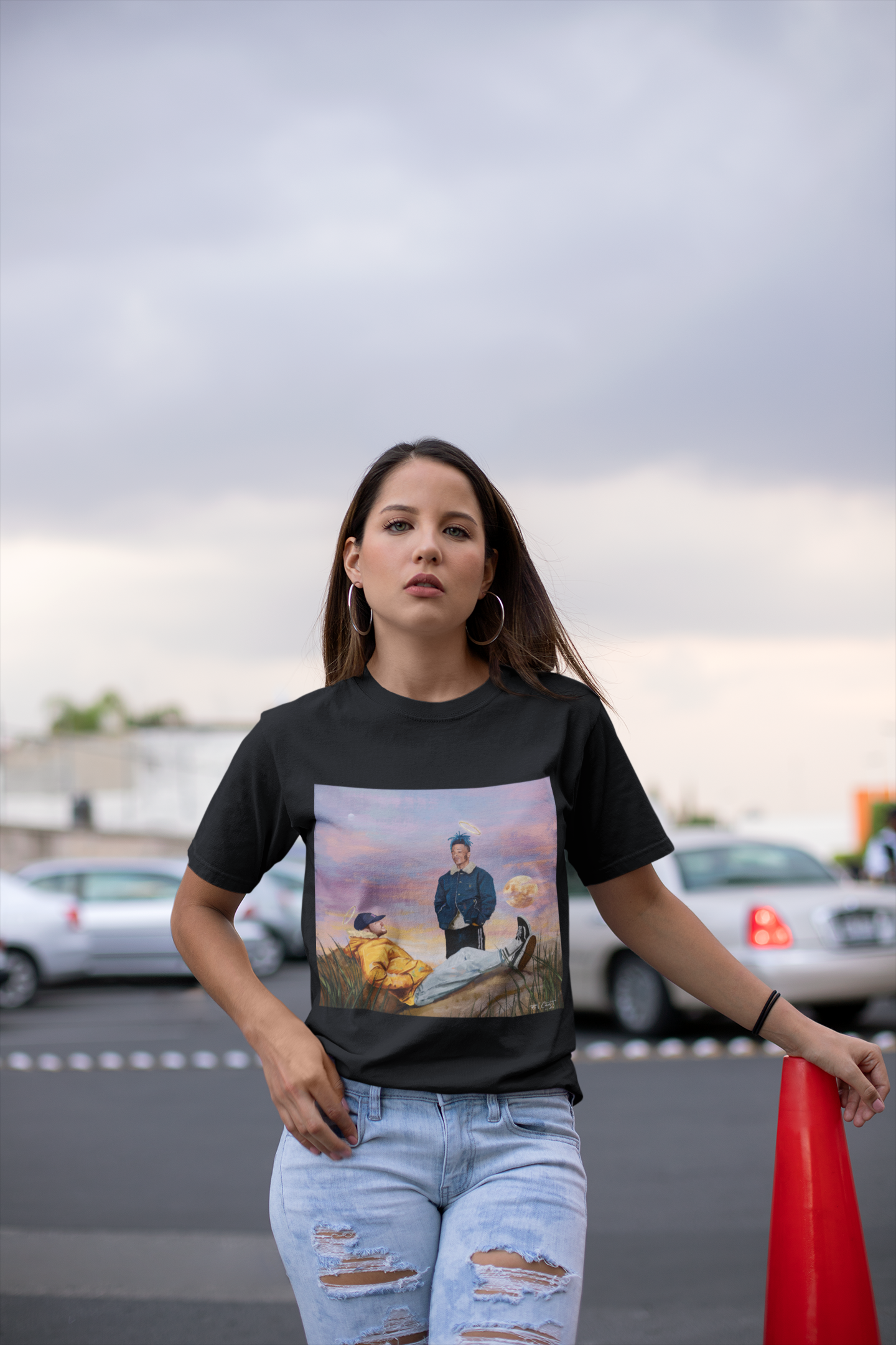 unisex-tee-mockup-of-a-woman-in-a-mall-parking-lot-23066.png