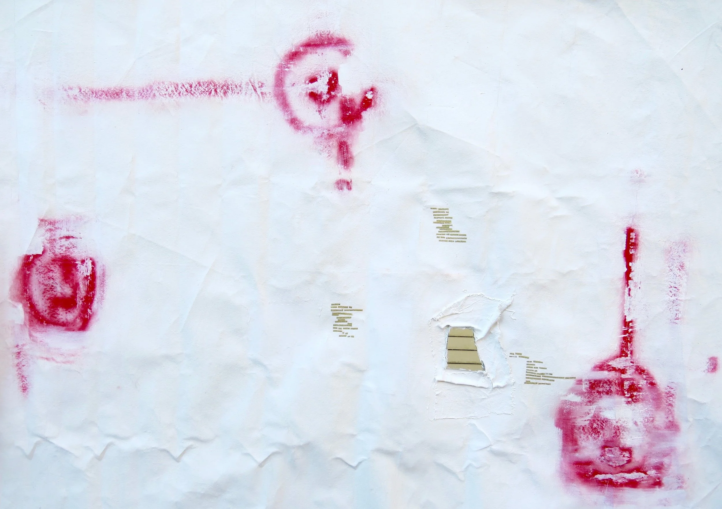 3 wounds and a mirror in a room, 6’ x 4’, mixed media on canvas - 2017