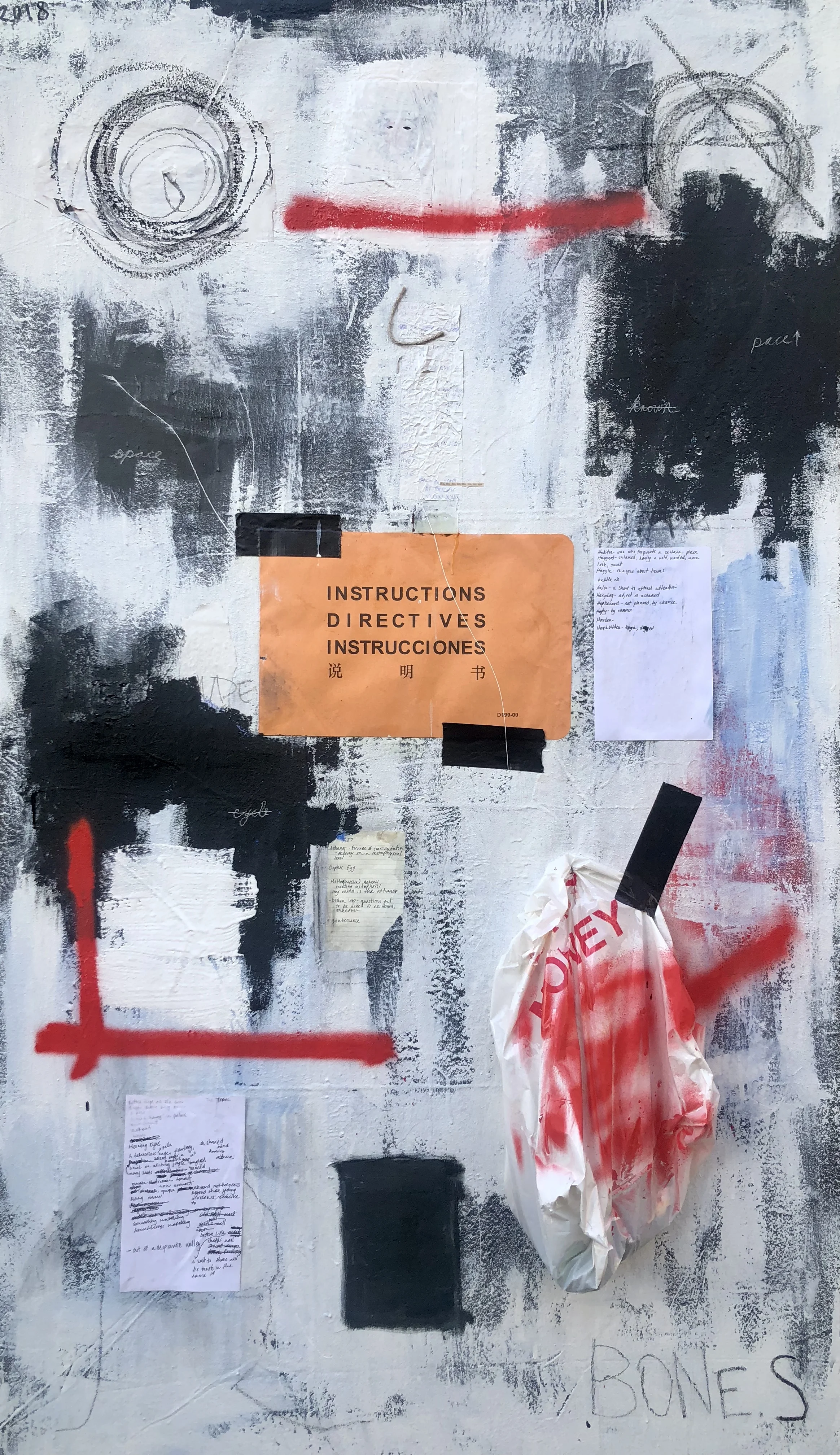 inner outer bones , 3’1” x 5’7”, mixed media on canvas - 2019