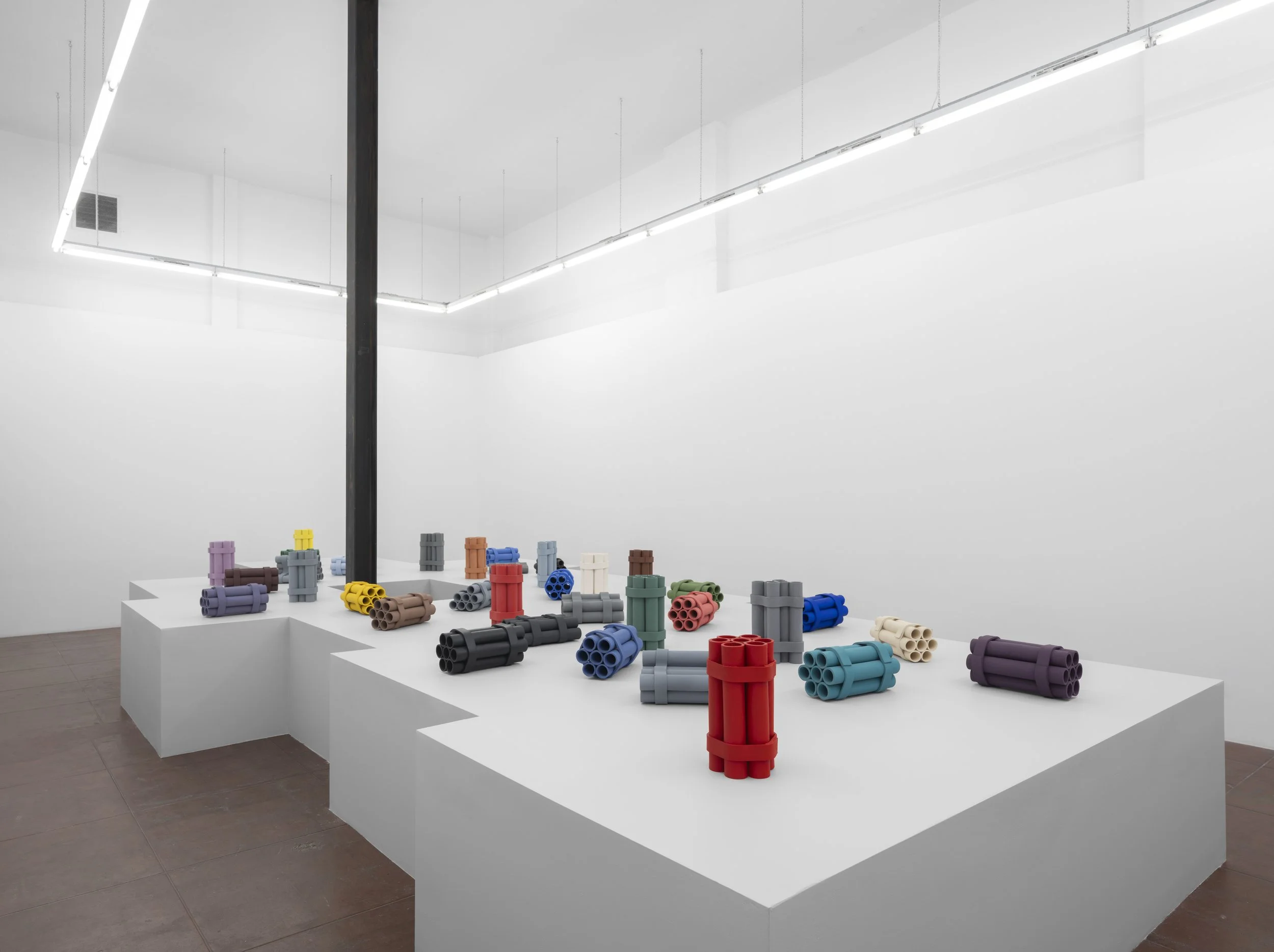  Lincoln Tobier&nbsp;   Sets of Seven Cylinders,  2022-2025  Ceramic, acrylic&nbsp; 