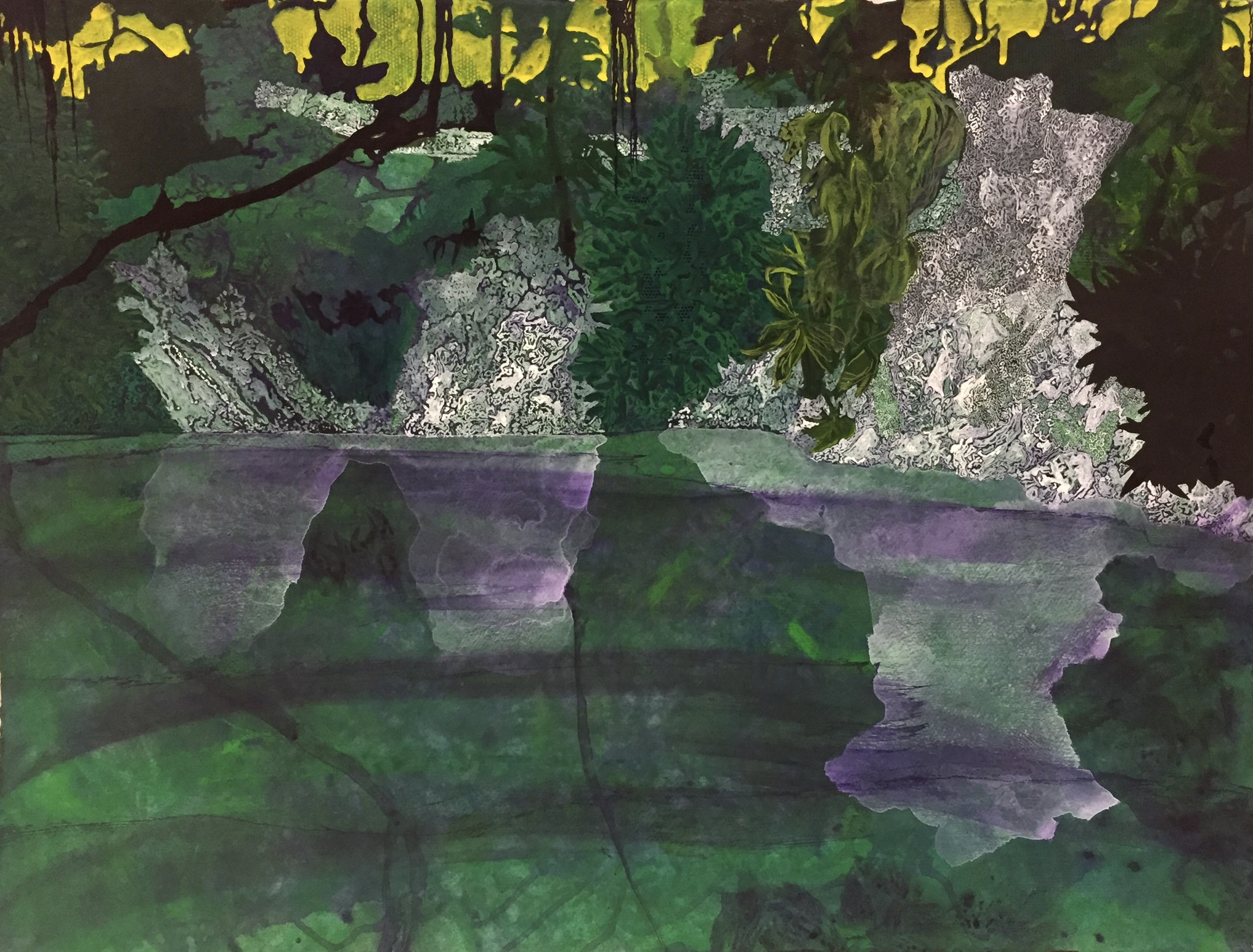 Verdant Ruin 2017 acrylic on paper 22”H x 30”W