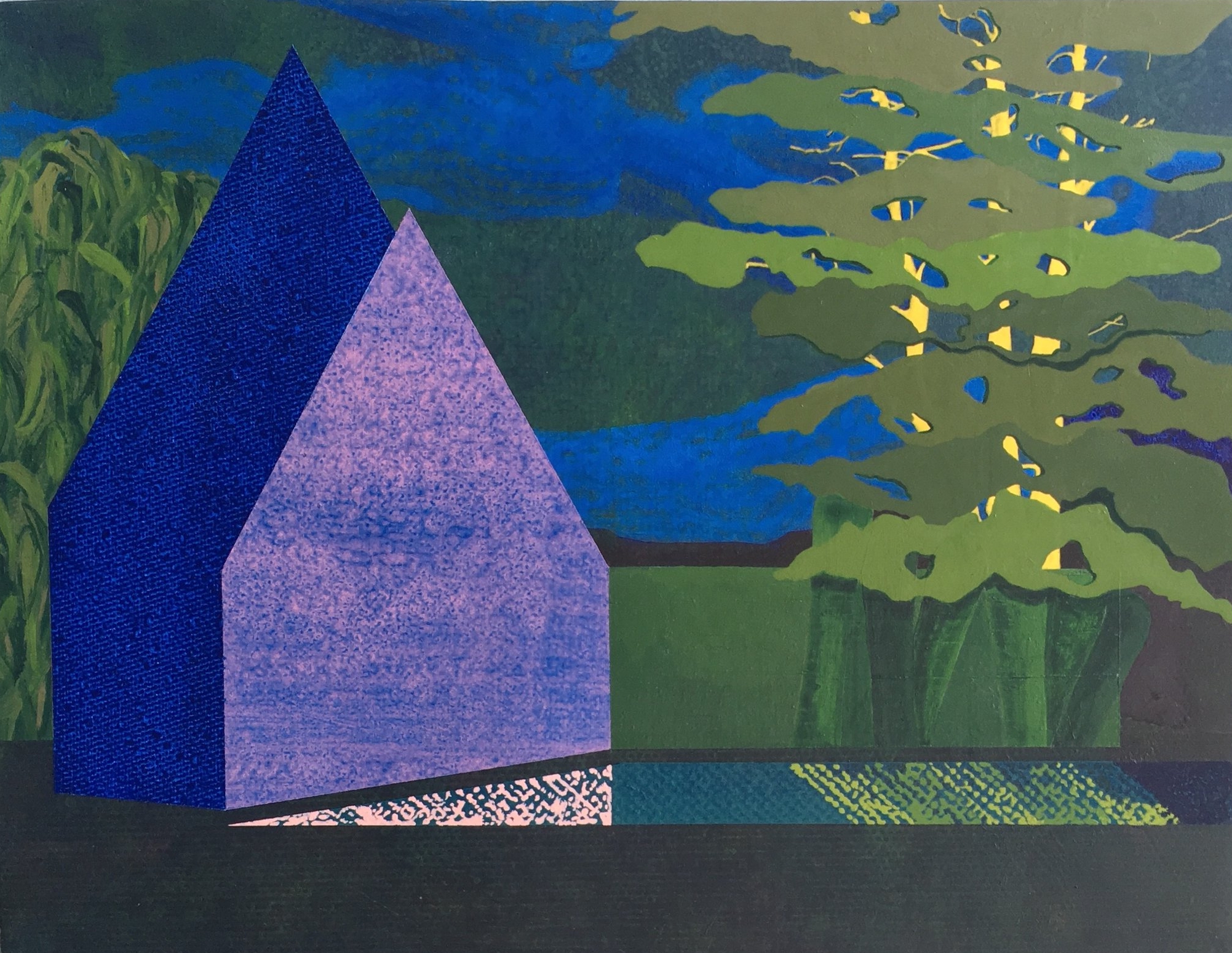 At The Poolhouse 2017 acrylic on paper 10”H x 13”W