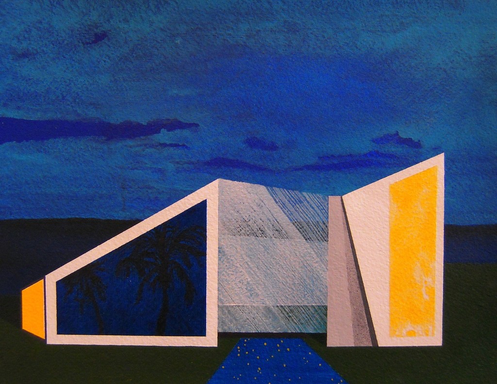 Blade House 2012 acrylic on paper 7”H x 9.375”W