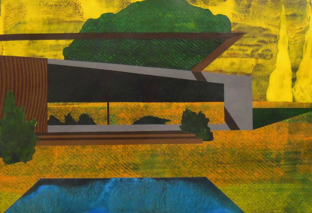 From The Poolhouse 2012 acrylic on paper 8.375”H x 12”W