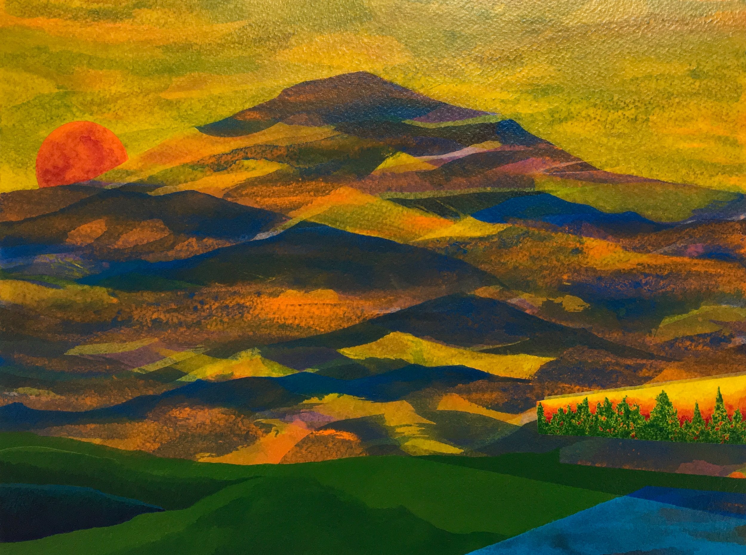 Golden Hour 2018 acrylic on paper 12.25”H x 16.125”W