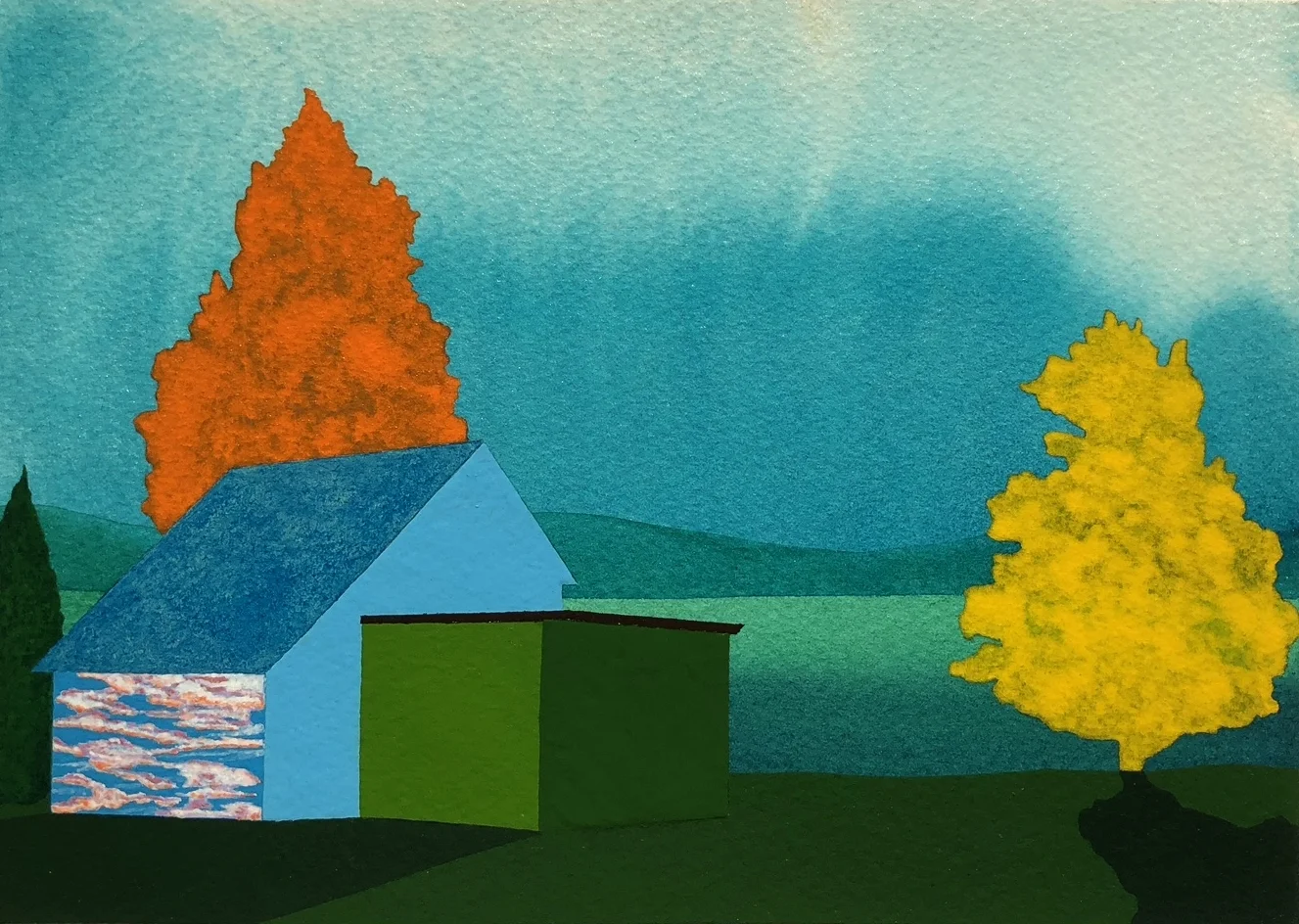 Down East 2018 acrylic on paper 6”H x 8.5”W