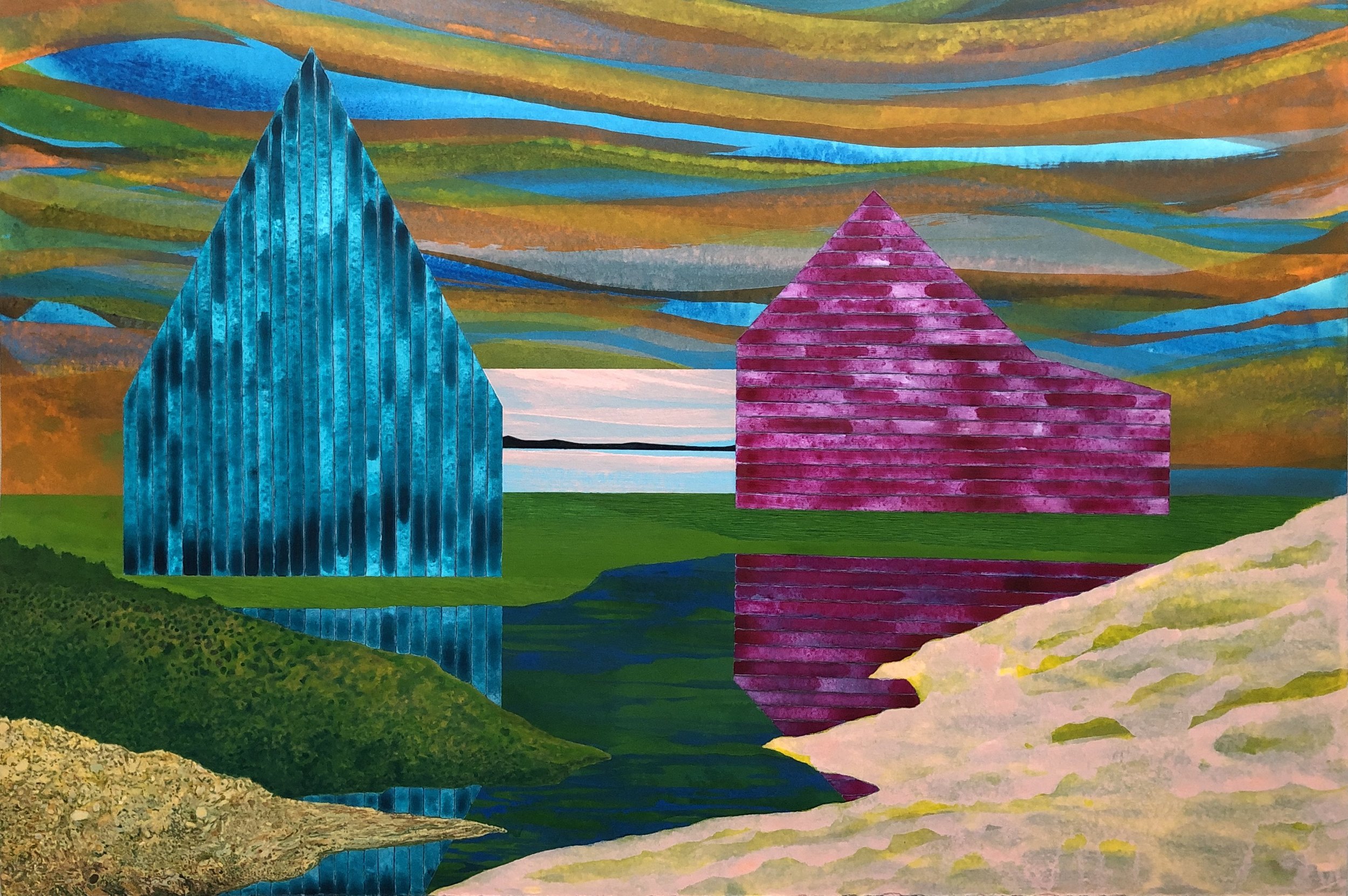 Saltaire 2018-2019 acrylic on paper 15”H x 22.375”W