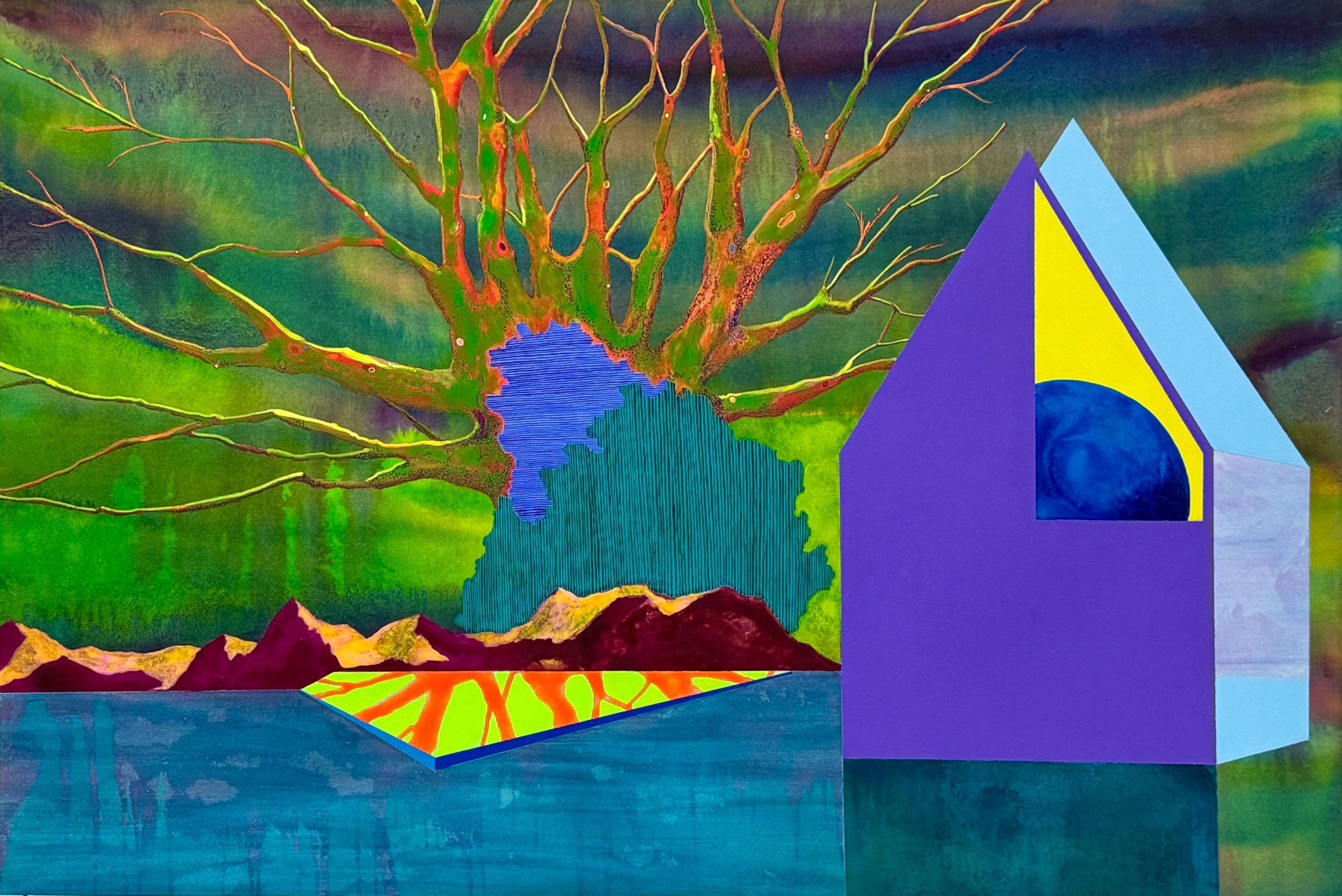 Invisible Sun 2025 acrylic on paper 15”H x 22.25”W