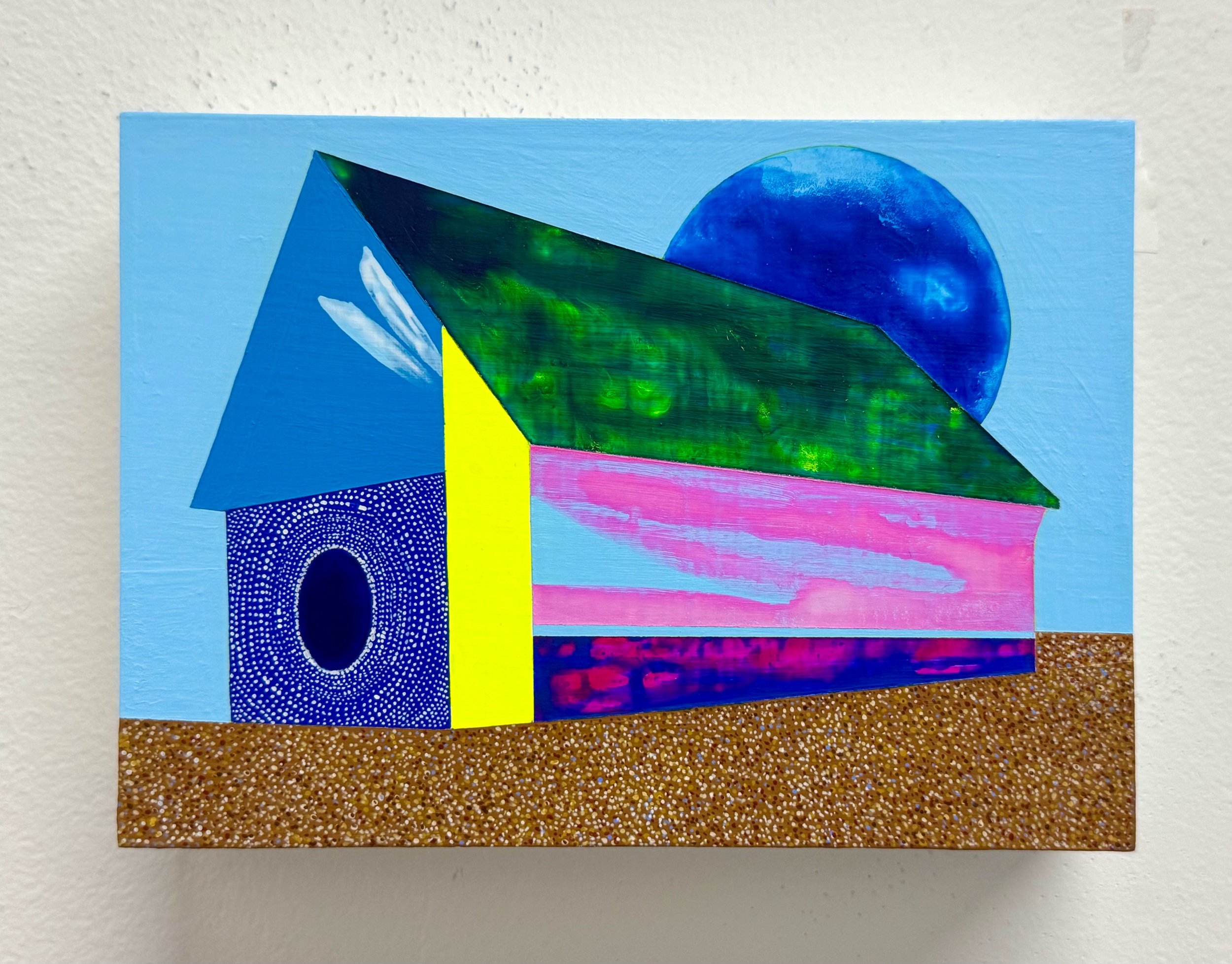 Receiver 2025 Acrylic on panel 5”H x 7”W x1.5”D