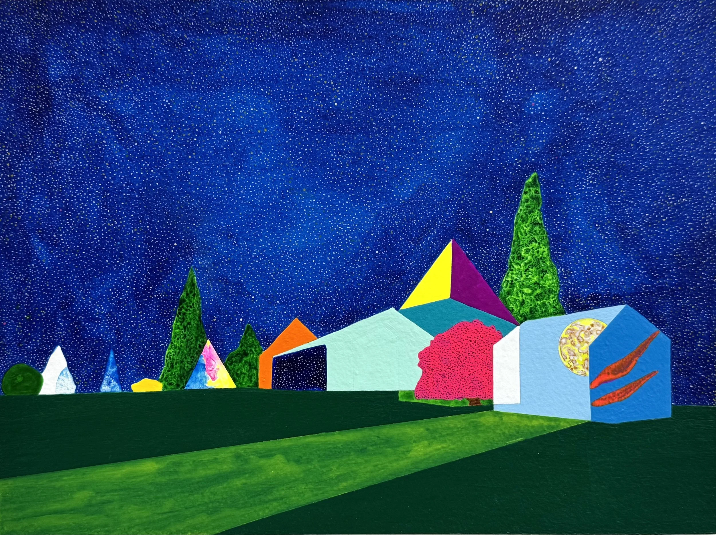  Evening Solstice  2026  acrylic on paper  9”H x 12.125”W 