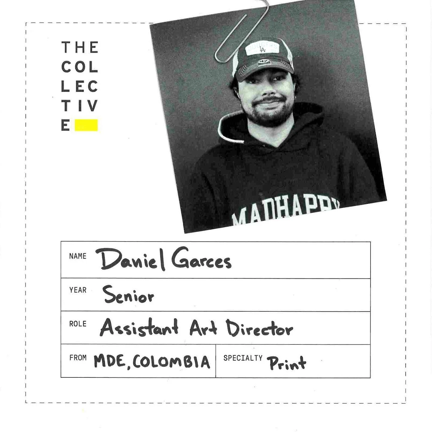 Meet Daniel, one of our Assistant Art Directors this semester. A big fan of blending analog and digital elements, He believes that not everything needs to be done digitally to be amazing as the tactile and handmade can carry just as much impact. Dani