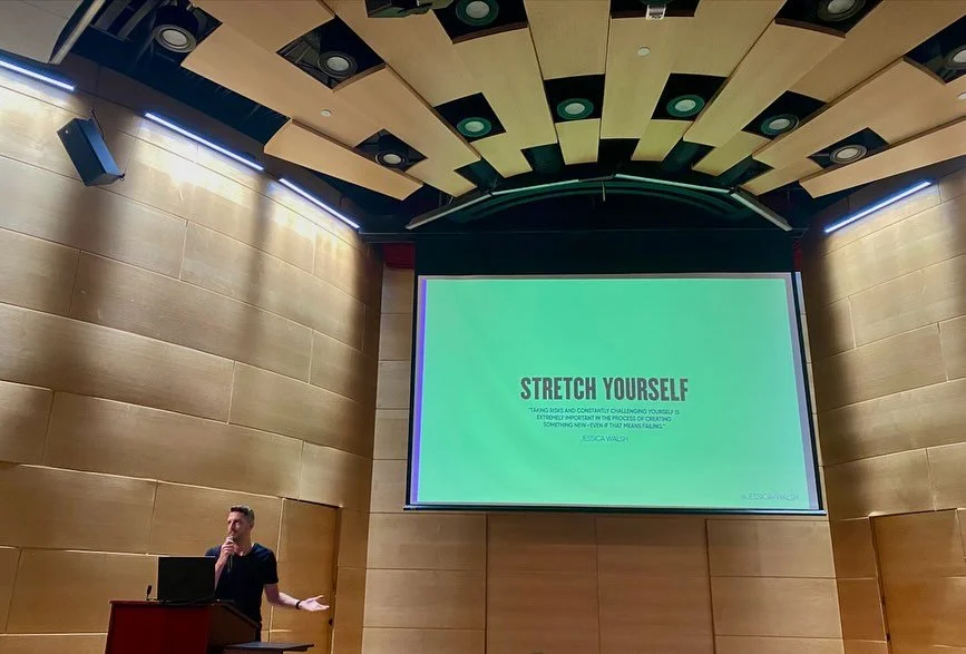 This past Wednesday, the incredible Gage Burke spoke to our designers about the connection between self-belief and creative professionalism. He emphasized the importance of having a strong support system, creating your own great day, and surrounding 