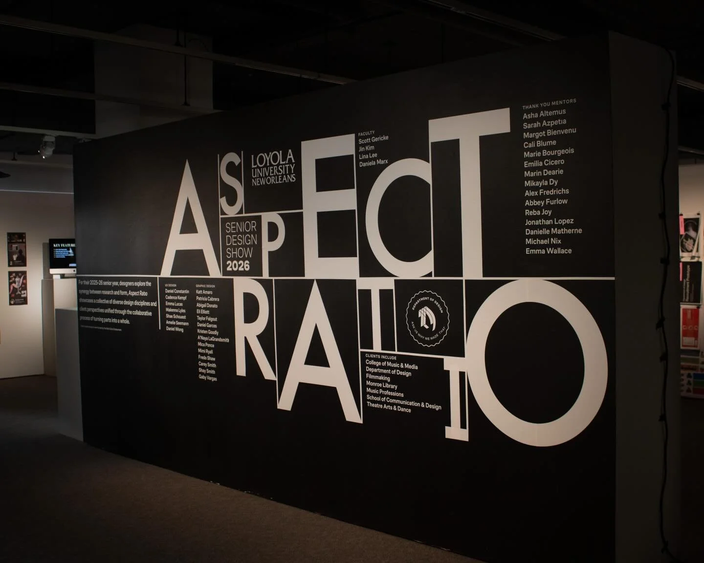 Diboll Design Center is ready for the opening of the Senior Capstone Showcase: Aspect Ratio!
Please join us tomorrow, April 16th on the 4th floor of Monroe Library from 5-7 to celebrate our seniors. 

#seniorcapstone #graphicdesign #uxdesign #dibolld