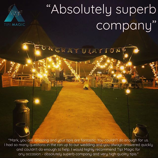 'AN ABSOLUTELY SUPERB COMPANY'

Congratulations to Hayley and Matt who got married on 23rd August in Staffordshire. We wish them all the very best for the future and thank them for their kind words about the two Giant Tipis we set up for their specia