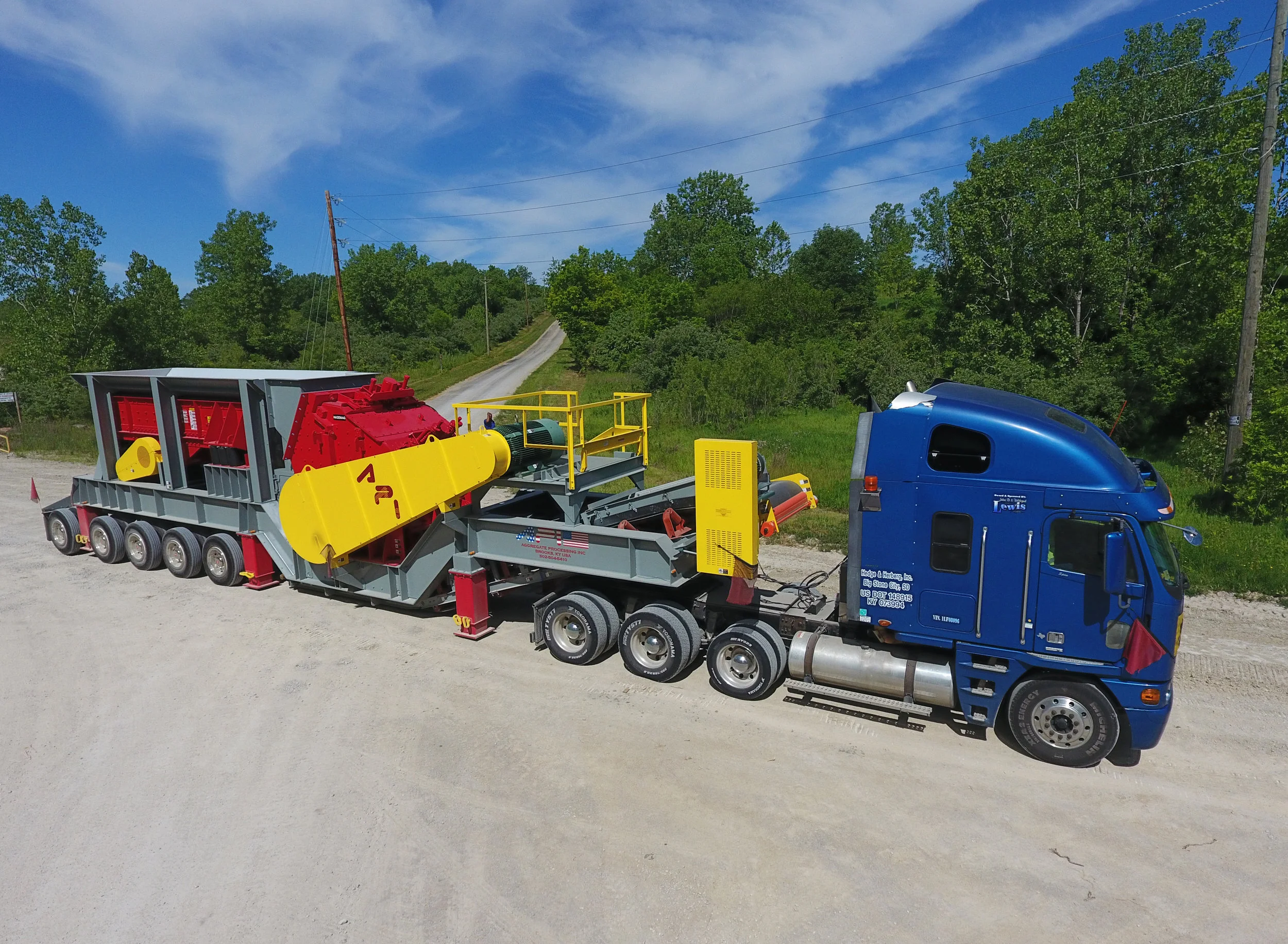 New Hazemag portable impact crushing plant arriving at Charleston on June 1st, 2017. It was built by Agregate Processing of Louisville, KY.