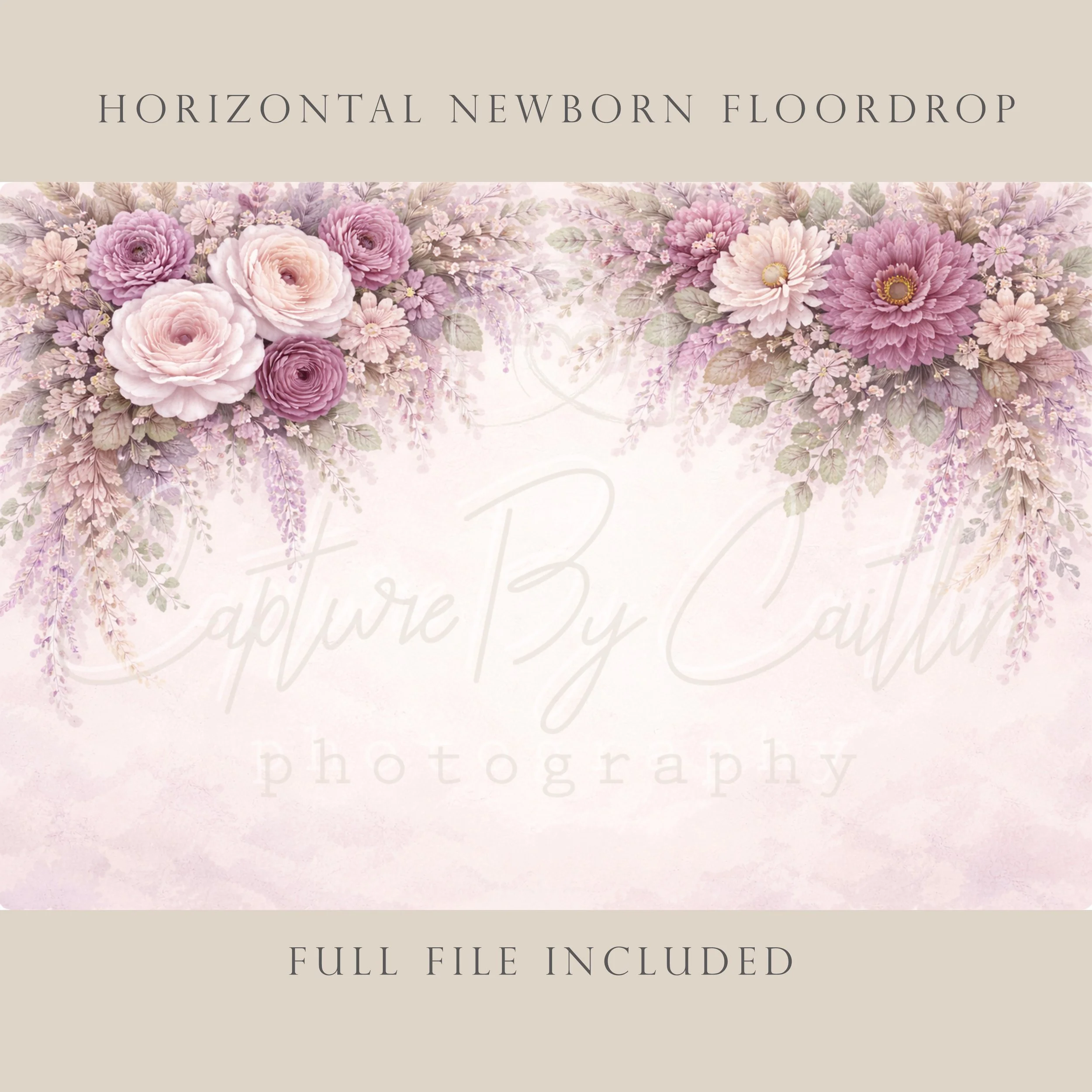 Capture By Caitlin | Lavender Floral Arch | Newborn Floor Drop