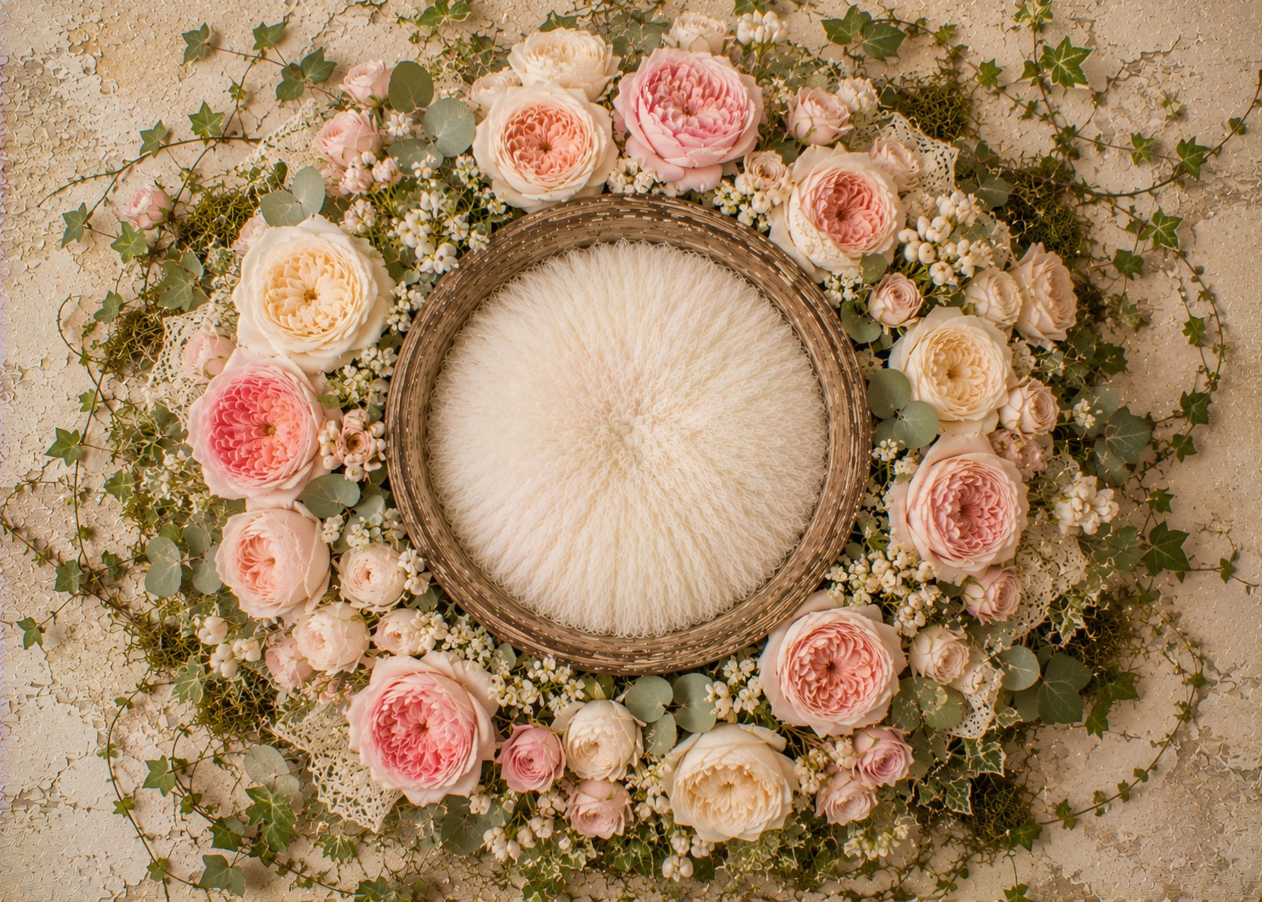 Blush Garden Rose Basket
